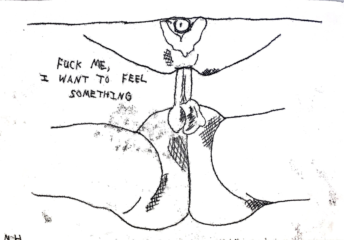 Max Hammond "Fuck Me" original confessional and contemporary monoprint, Tracey Emin, Louise Bourgeois