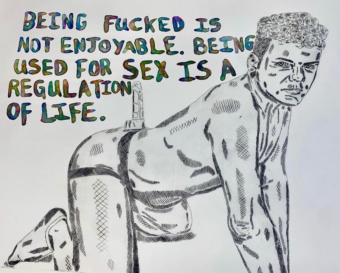 Max Hammond “Regulation of life” 2022 drypoint, print, original, watercolour, gift, gay, lgbt, gay art