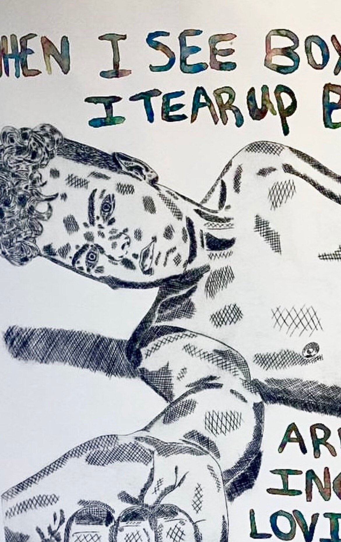 Max Hammond “When I See Boys” 2022, drypoint, gay art, Tracey emin, print, gifts, art, confessional, collectible