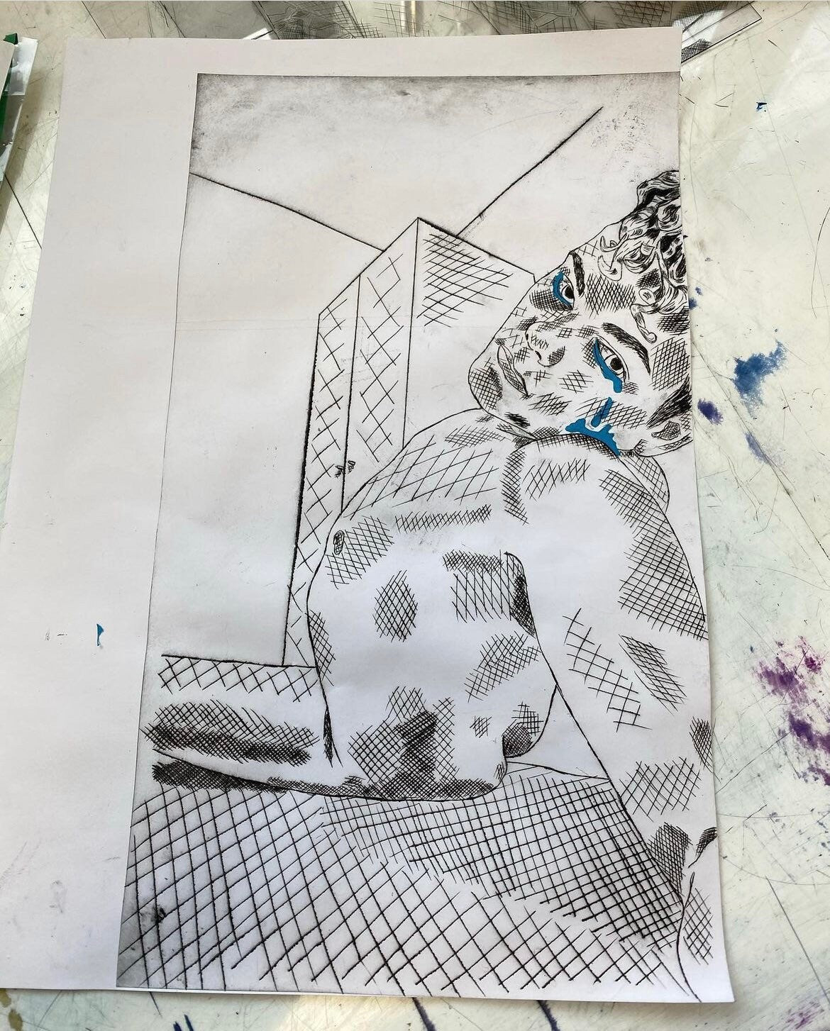 Max Hammond “I Thought You Loved Me” 2020, drypoint, collage, confessional, gift, art, nude