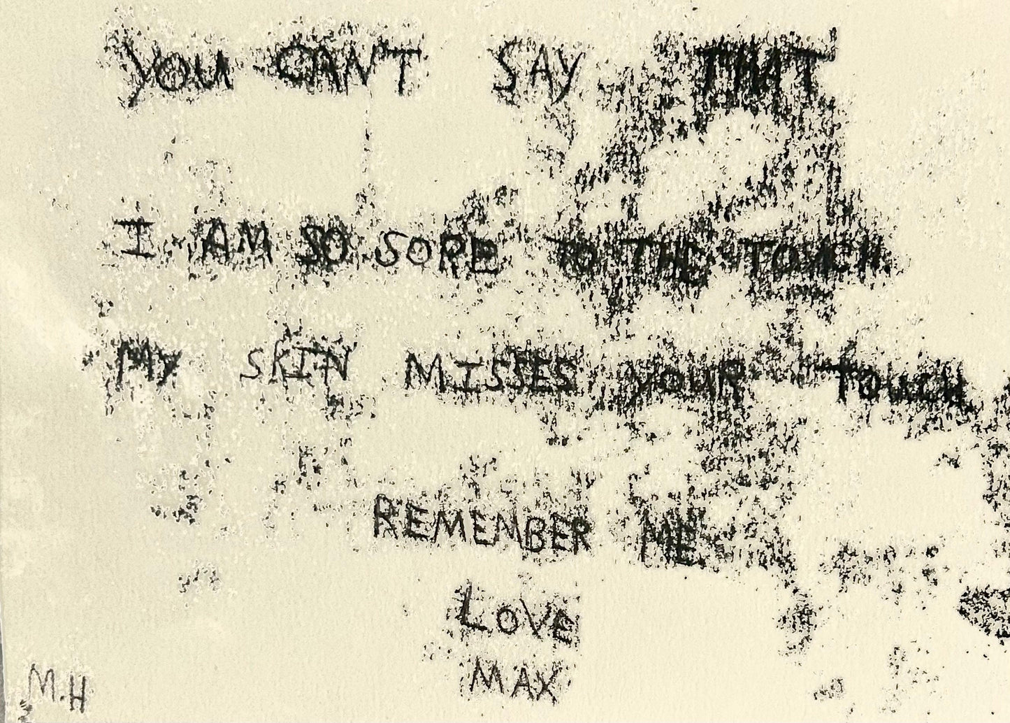 Max Hammond “Sore to the touch” Monoprint, Original, Contemporary Confessional artist, Signed, Dated, Drawing, 1/1