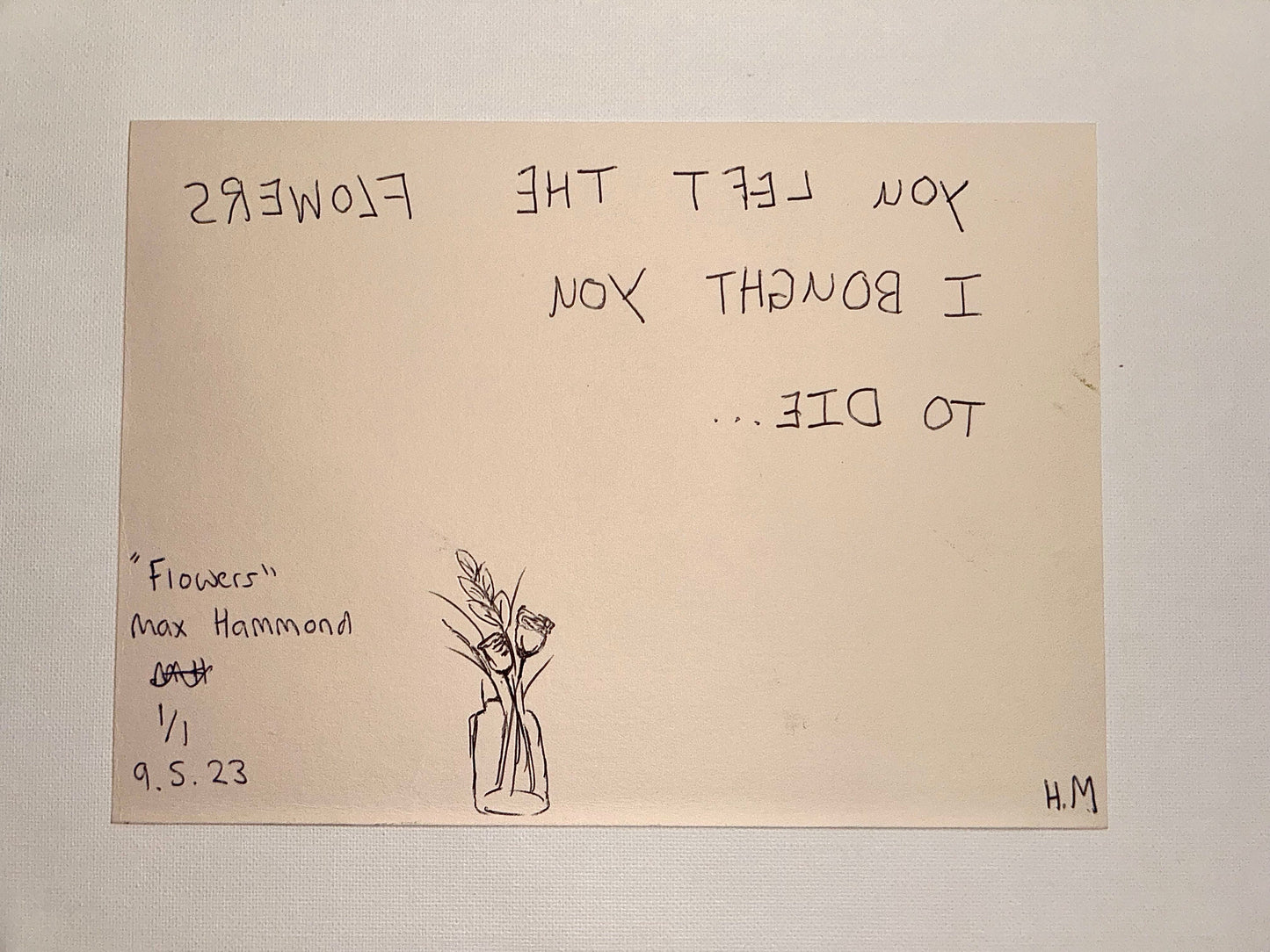 Max Hammond “Flowers” Original Monoprint, print, contemporary confessional artist, signed, dated, print, 1/1, Tracey Emin, art