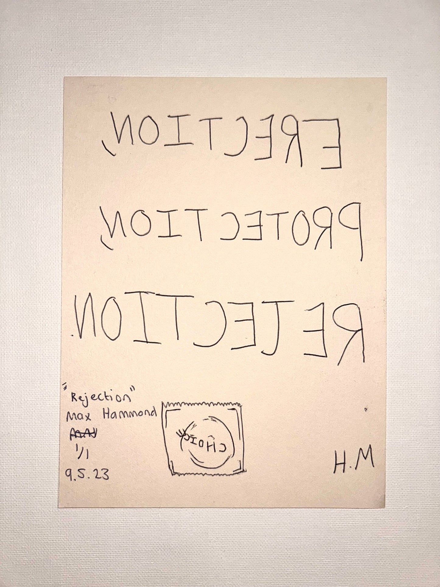 Max Hammond “Rejection” Original Monoprint, print, contemporary confessional artist, signed, dated, print, 1/1, Tracey Emin, art