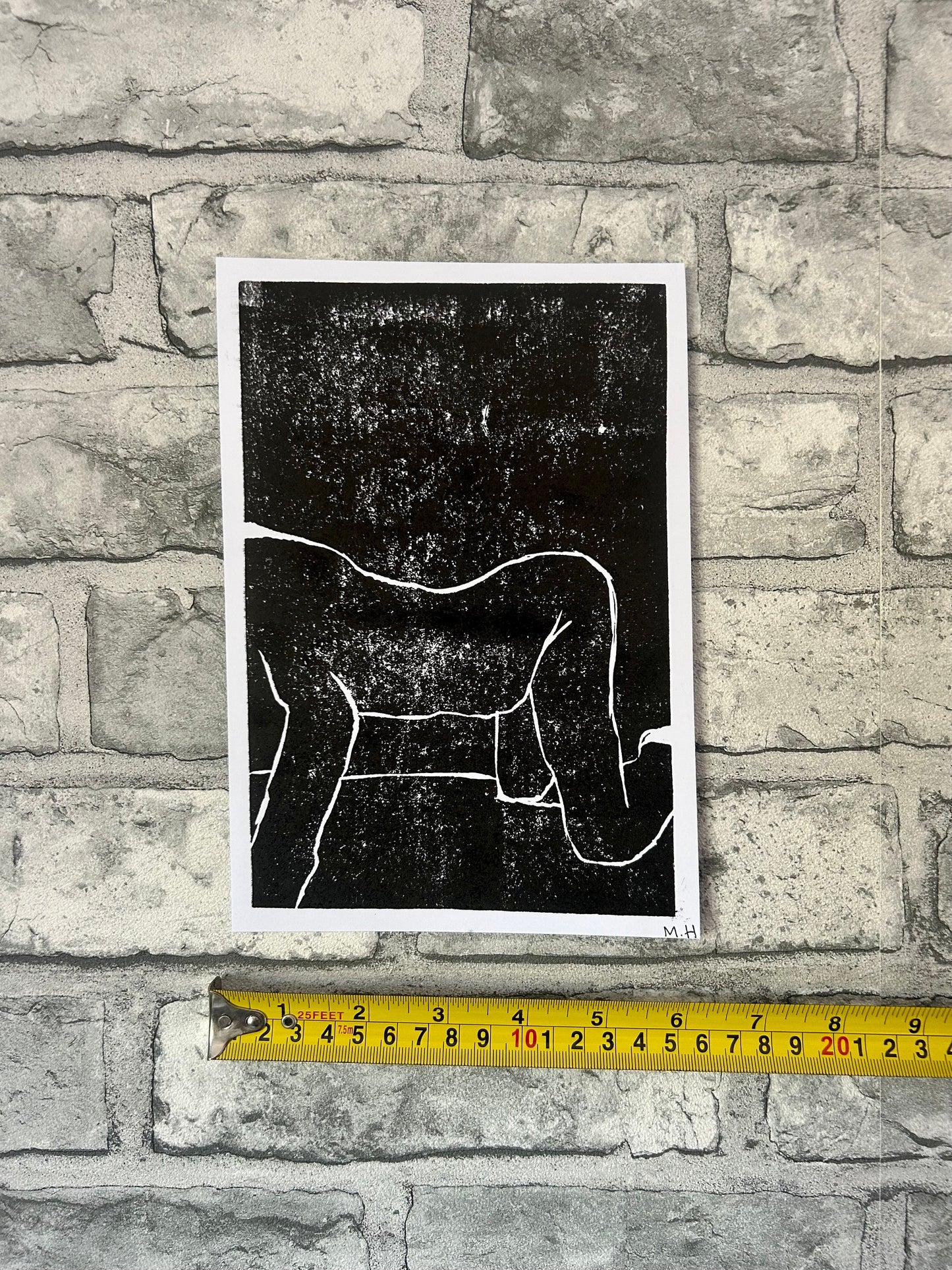 Max Hammond “Waiting Alone” Lino cut, Monoprint, Original, Contemporary Confessional artist, Signed, Dated, gift, art, Drawing, 1/1