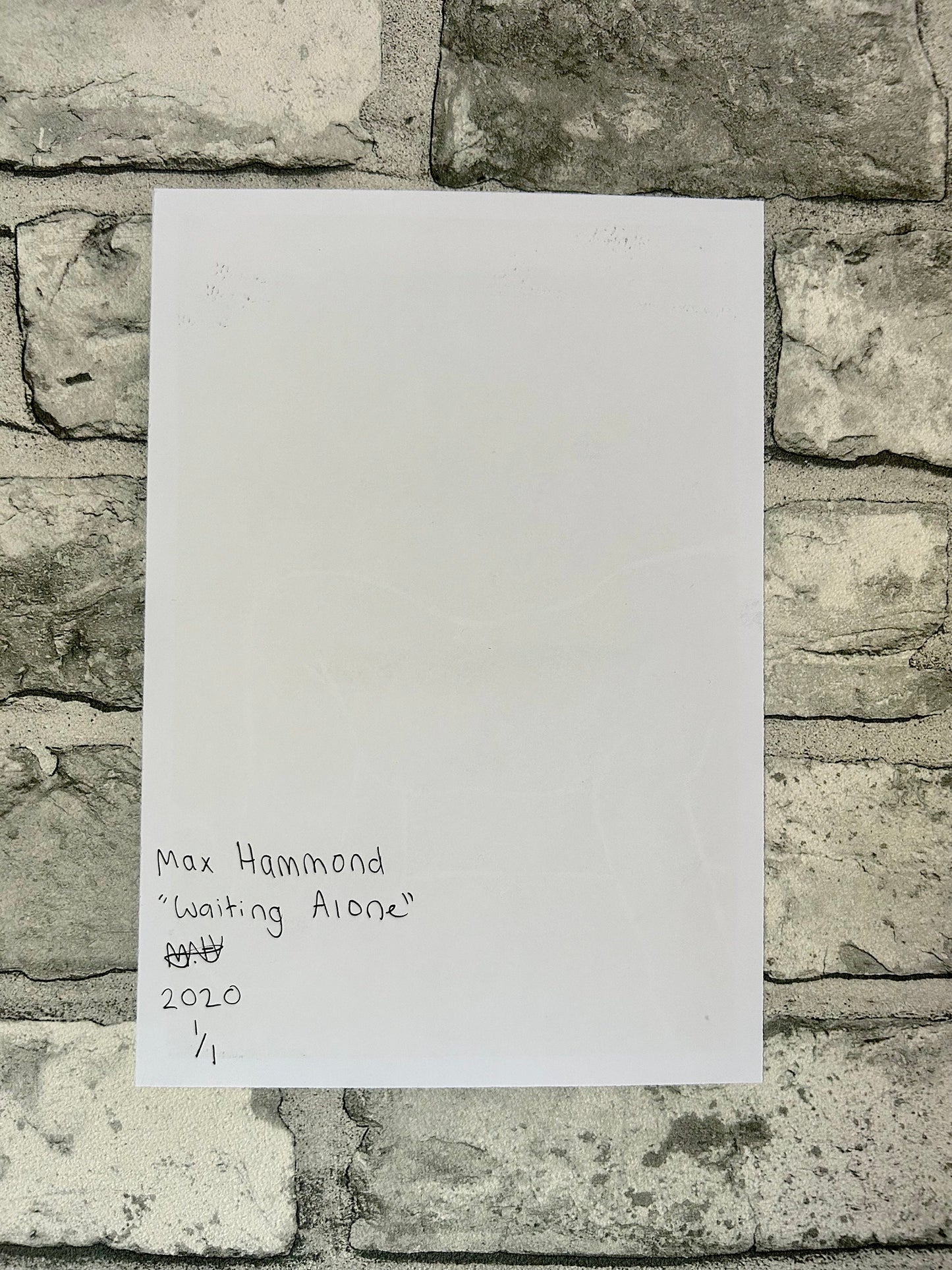 Max Hammond “Waiting Alone” Lino cut, Monoprint, Original, Contemporary Confessional artist, Signed, Dated, gift, art, Drawing, 1/1