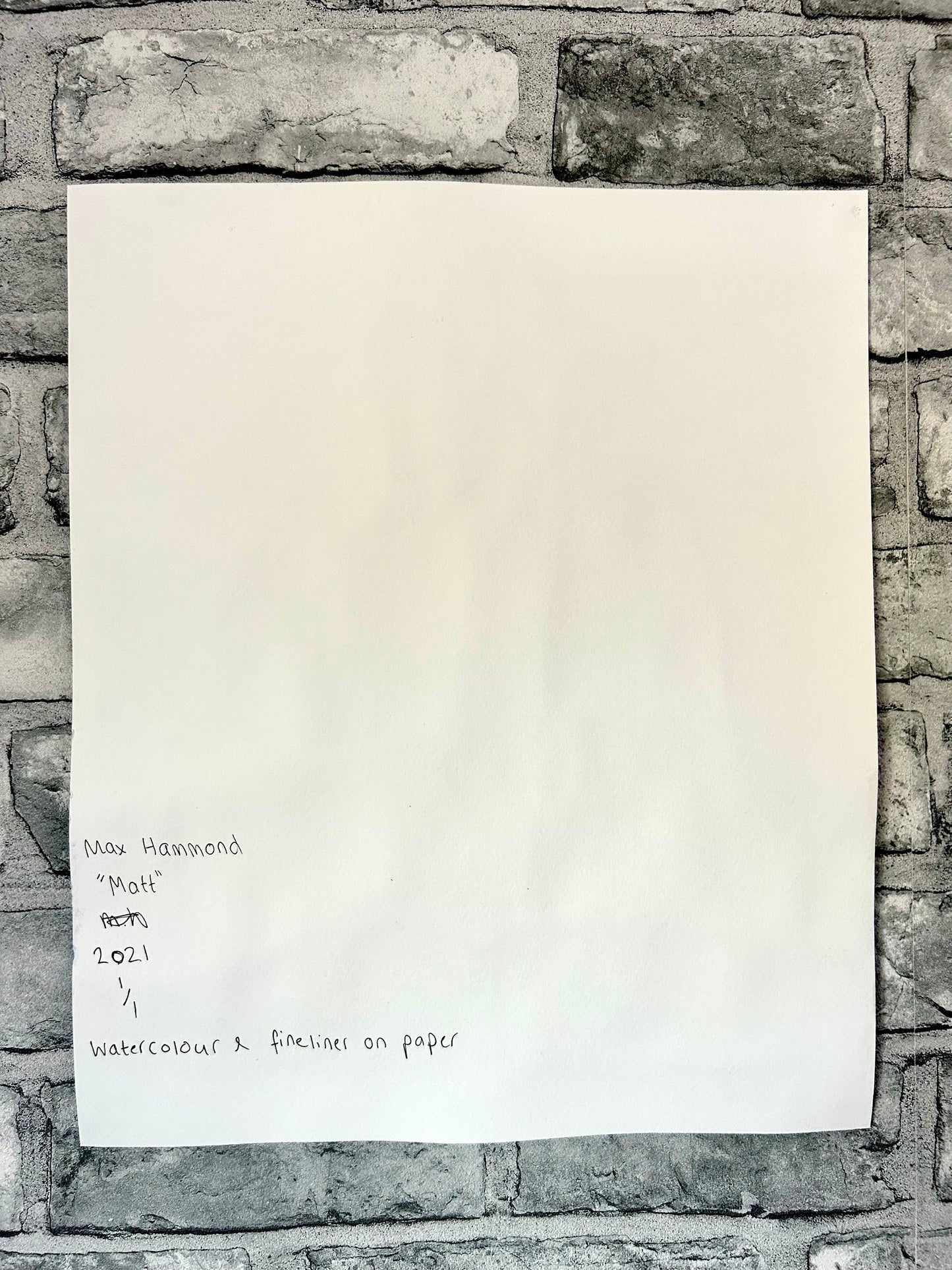 Max Hammond โMattโ Watercolour Painting, fineliner, Original, Contemporary Confessional artist, Signed, Dated, gift, art, Drawing, 1/1