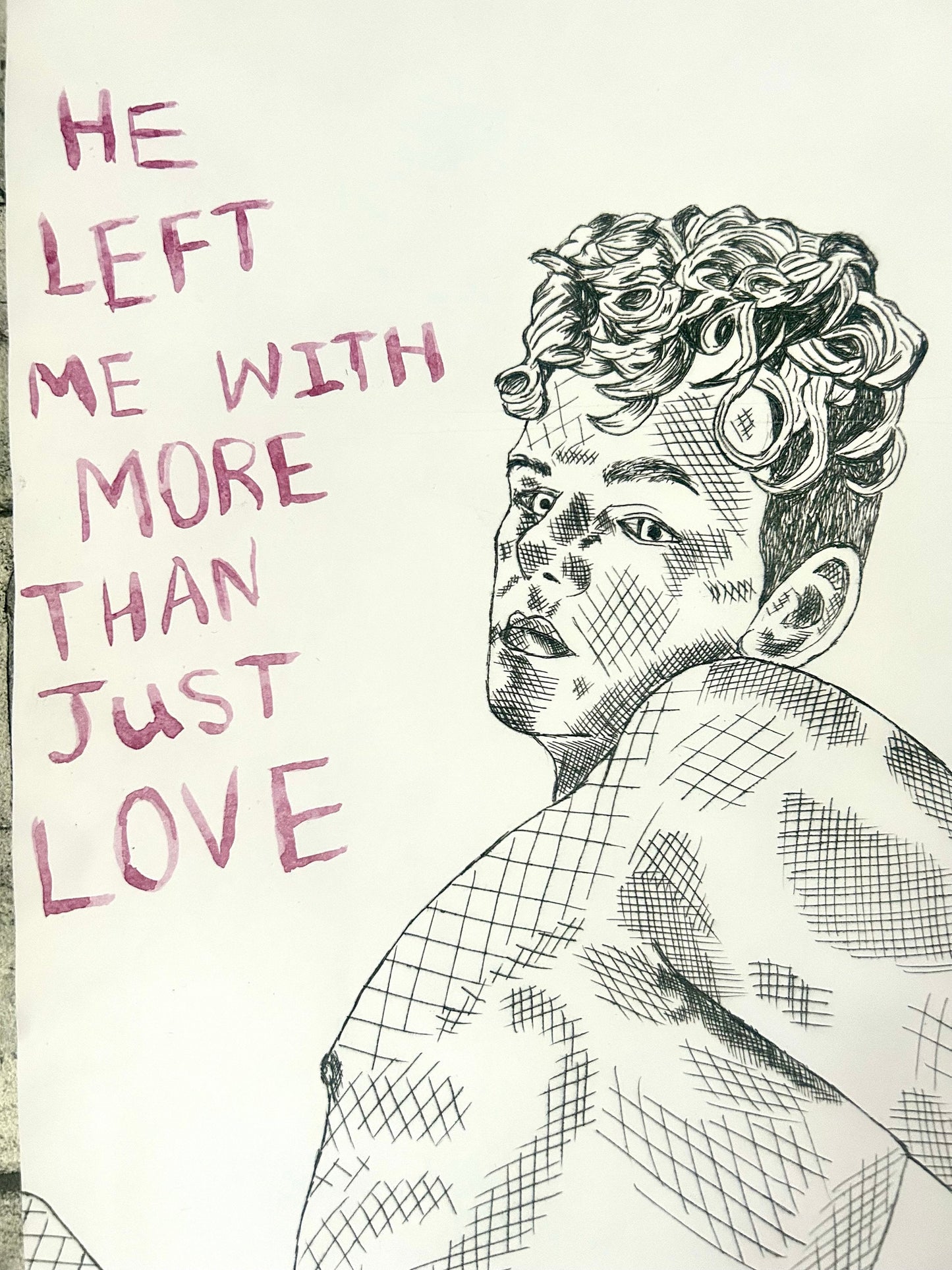 Max Hammond “He Left” Drypoint, print, watercolour, text, Original, Contemporary Confessional artist, Signed, gift, art, Drawing, 1/1