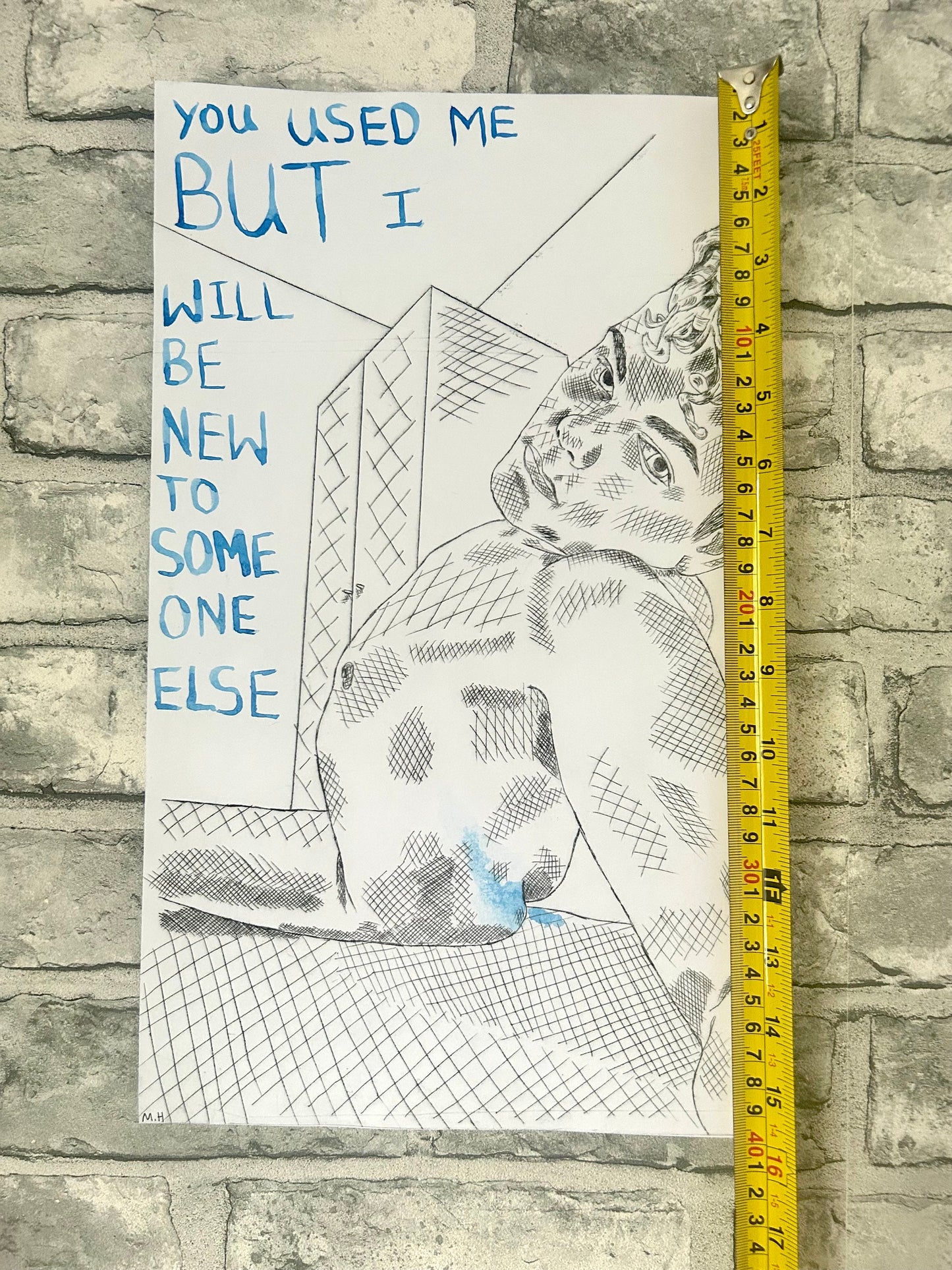 Max Hammond “You Used Me” Drypoint, print, watercolour, text, Original, Contemporary Confessional artist, Signed, gift, art, Drawing, 1/1