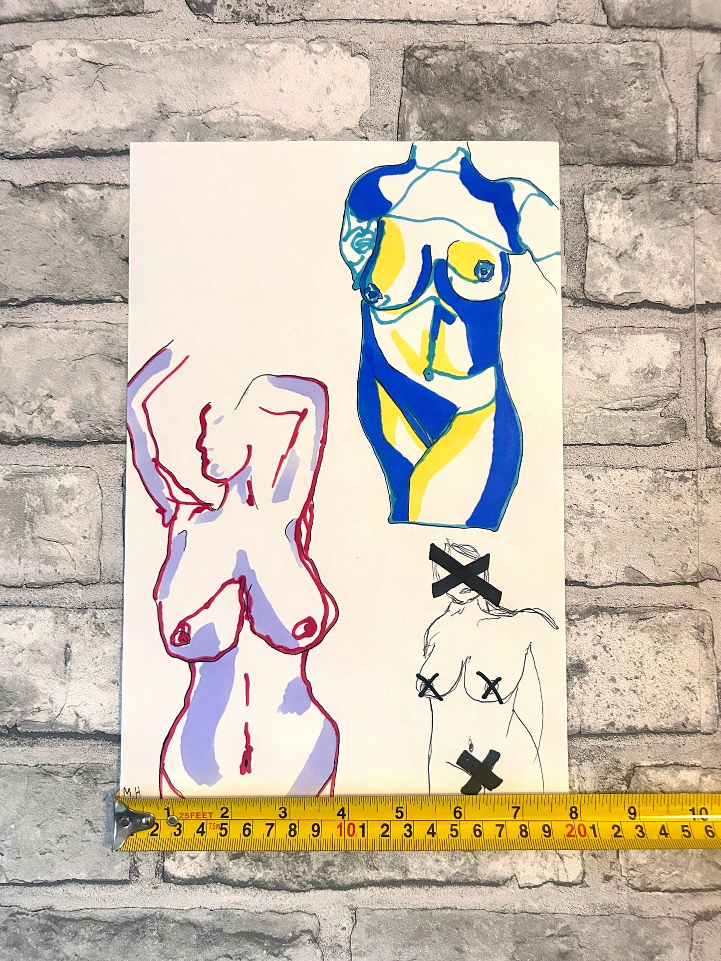 Max Hammond “Explicit” nude, figure drawing, home decor, Original, Contemporary Confessional artist, Signed, gift, art, Drawing, 1/1
