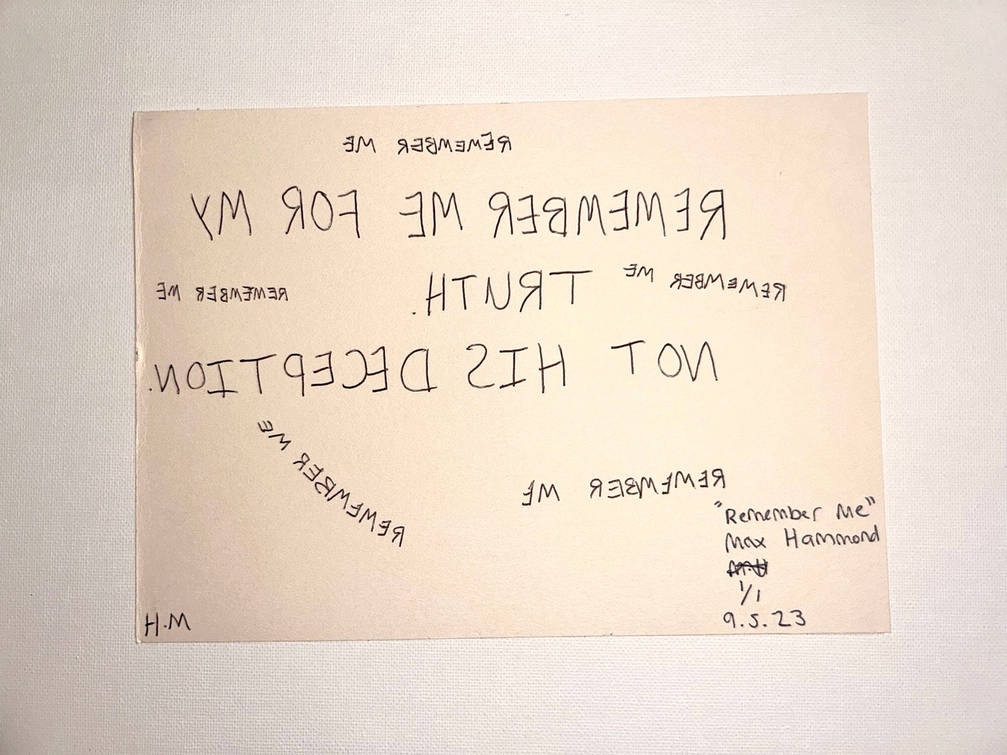 Max Hammond “Remember Me” Original Monoprint, print, contemporary confessional artist, signed, dated, print, 1/1, Tracey Emin, art