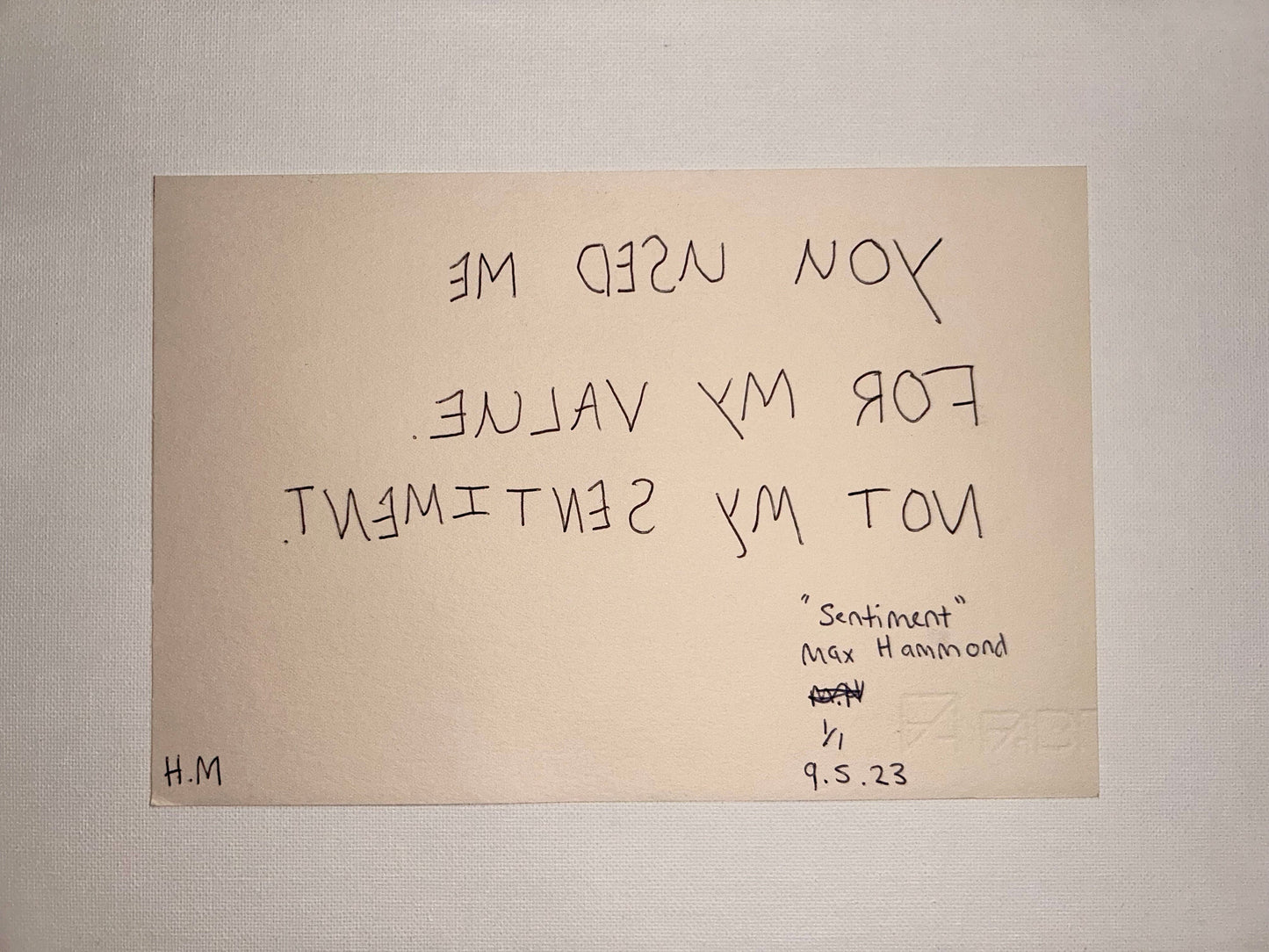 Max Hammond “Sentiment” Original Monoprint, print, contemporary confessional artist, signed, dated, print, 1/1, Tracey Emin, art