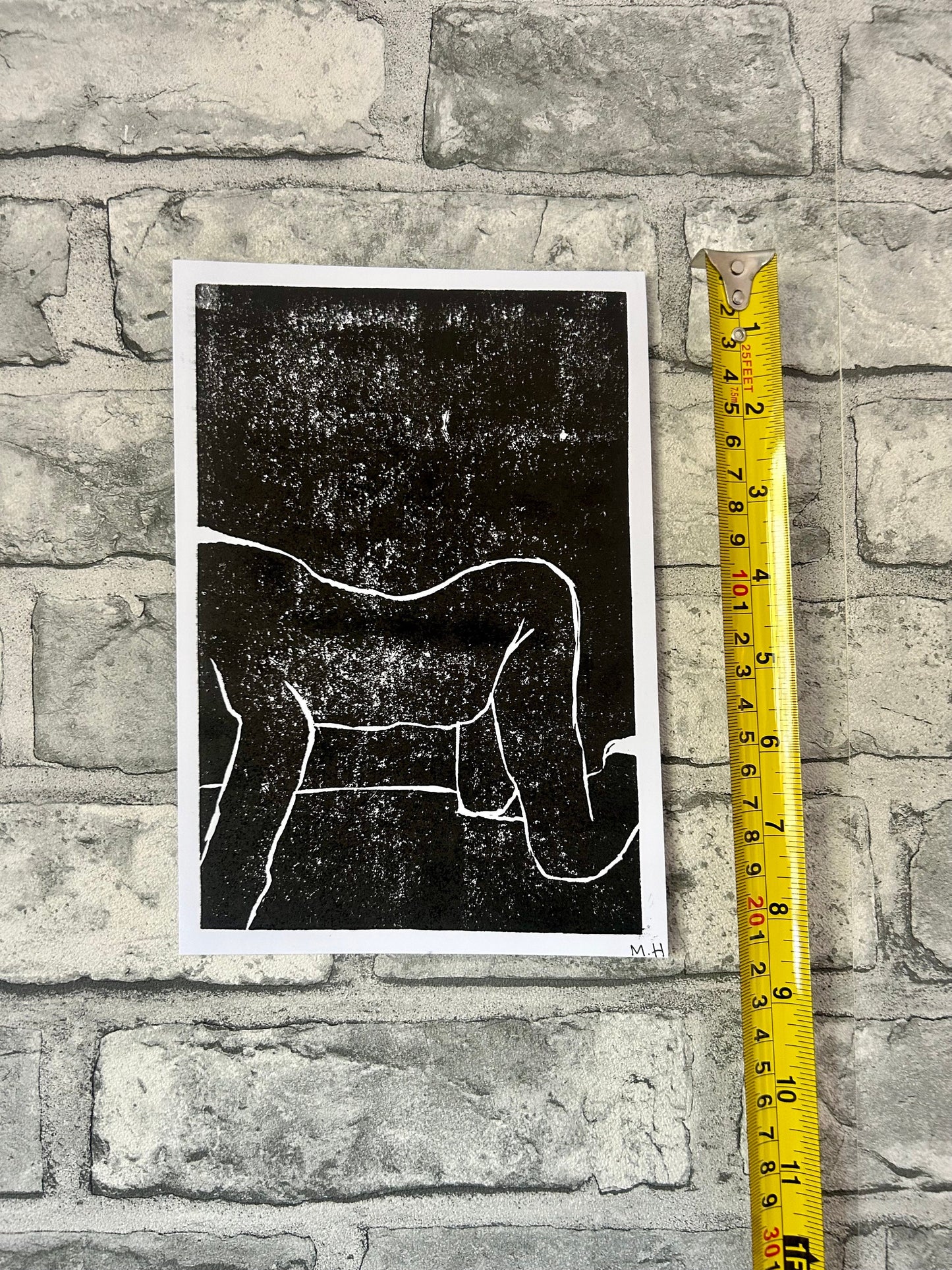 Max Hammond “Waiting Alone” Lino cut, Monoprint, Original, Contemporary Confessional artist, Signed, Dated, gift, art, Drawing, 1/1