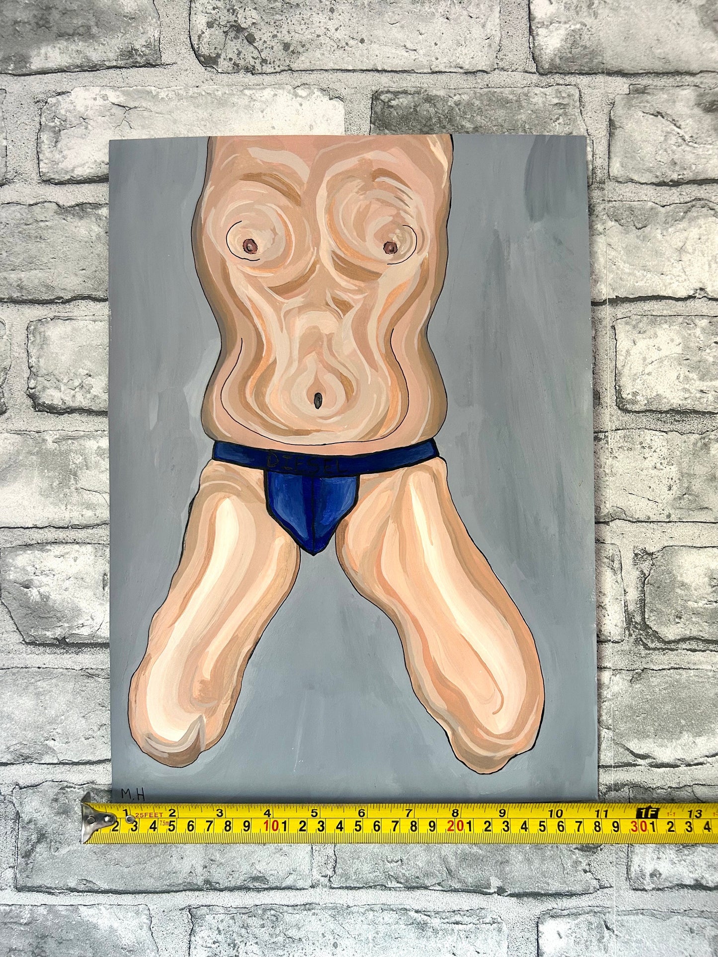 Max Hammond “Handcuffed” Painting, acrylic paint, Original, Contemporary Confessional artist, Signed, Dated, gift, art, Drawing, 1/1
