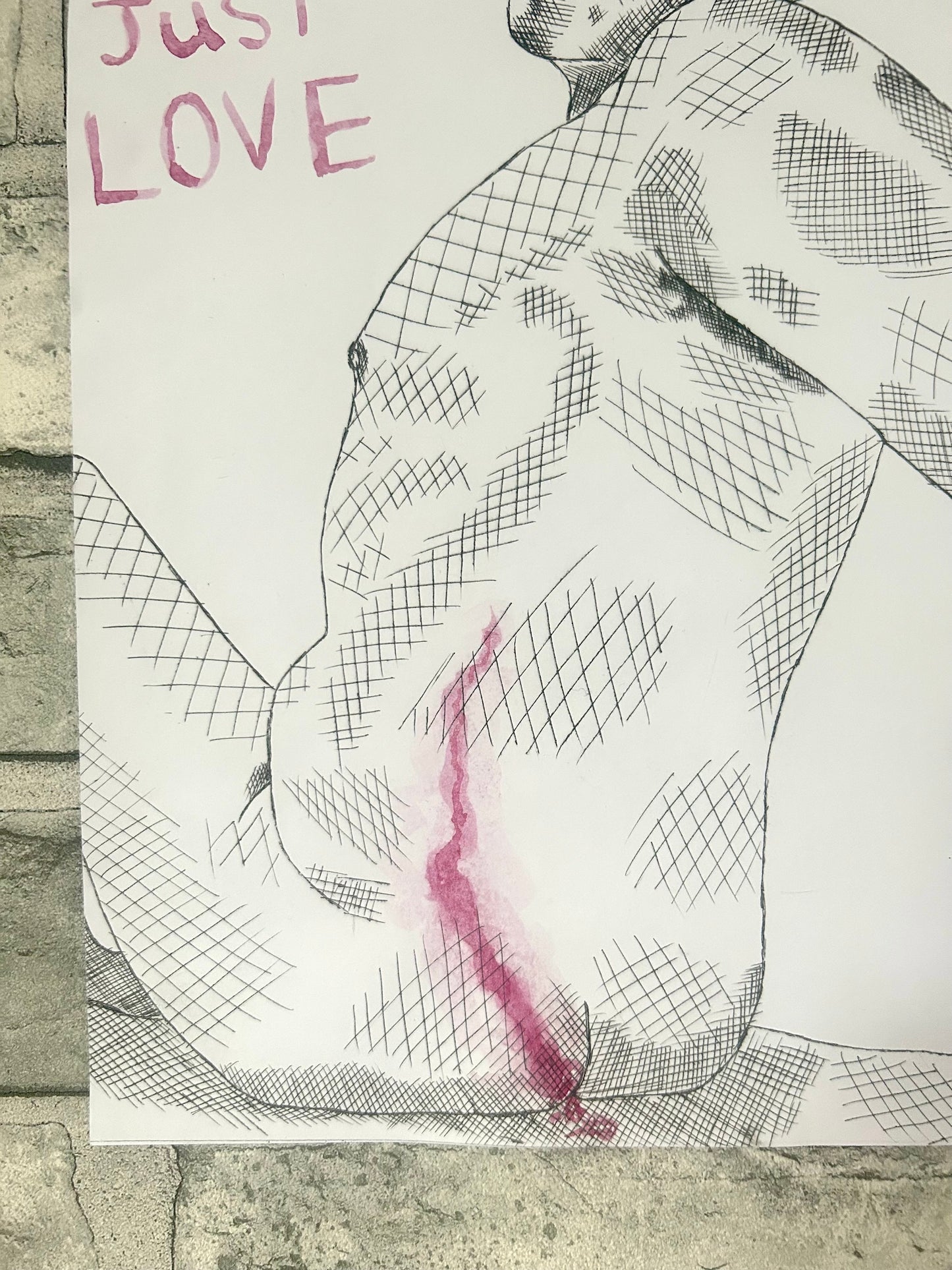 Max Hammond “He Left” Drypoint, print, watercolour, text, Original, Contemporary Confessional artist, Signed, gift, art, Drawing, 1/1