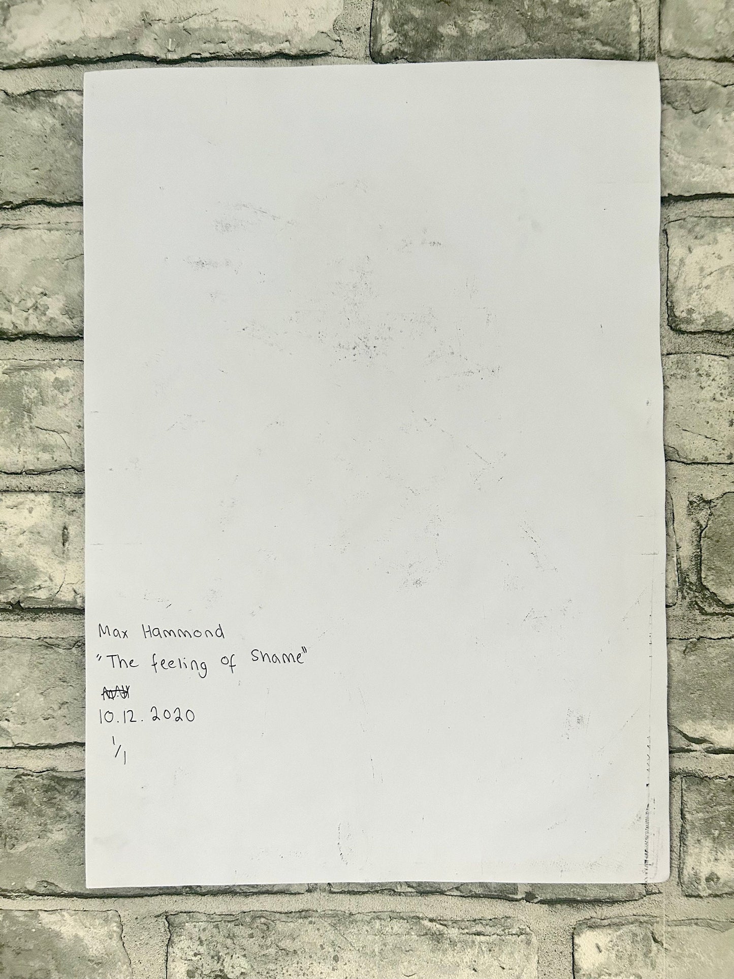 Max Hammond “Shame” Drypoint, print, ink, Tracey Emin, Original, Contemporary Confessional artist, Signed, gift, art, Drawing, 1/1