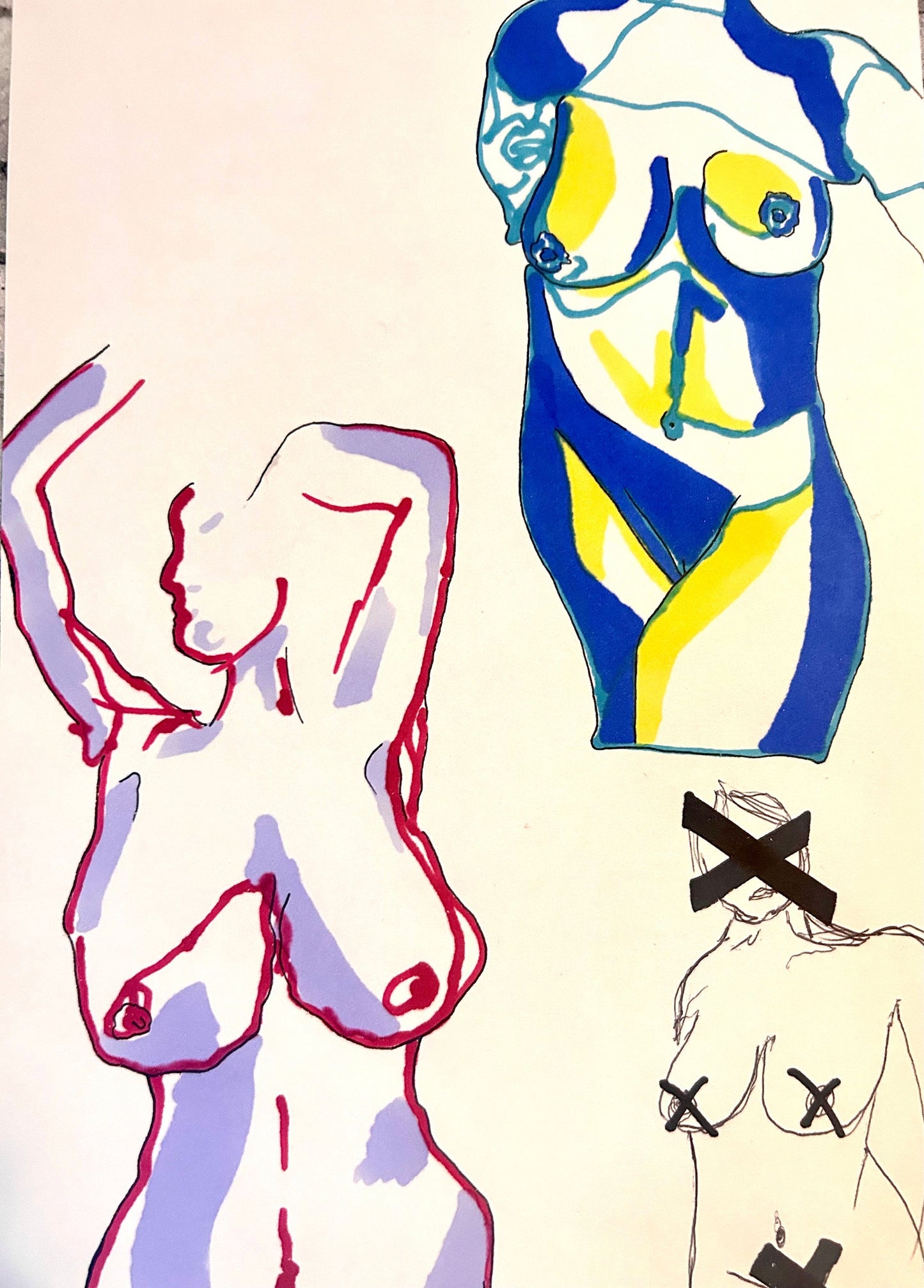 Max Hammond “Explicit” nude, figure drawing, home decor, Original, Contemporary Confessional artist, Signed, gift, art, Drawing, 1/1