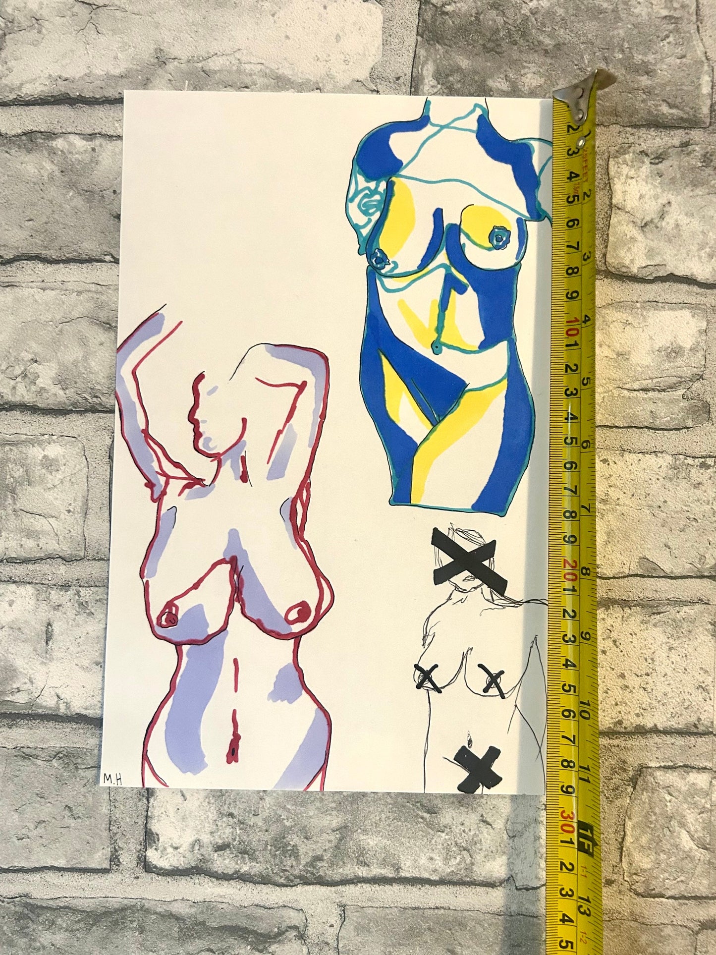 Max Hammond “Explicit” nude, figure drawing, home decor, Original, Contemporary Confessional artist, Signed, gift, art, Drawing, 1/1
