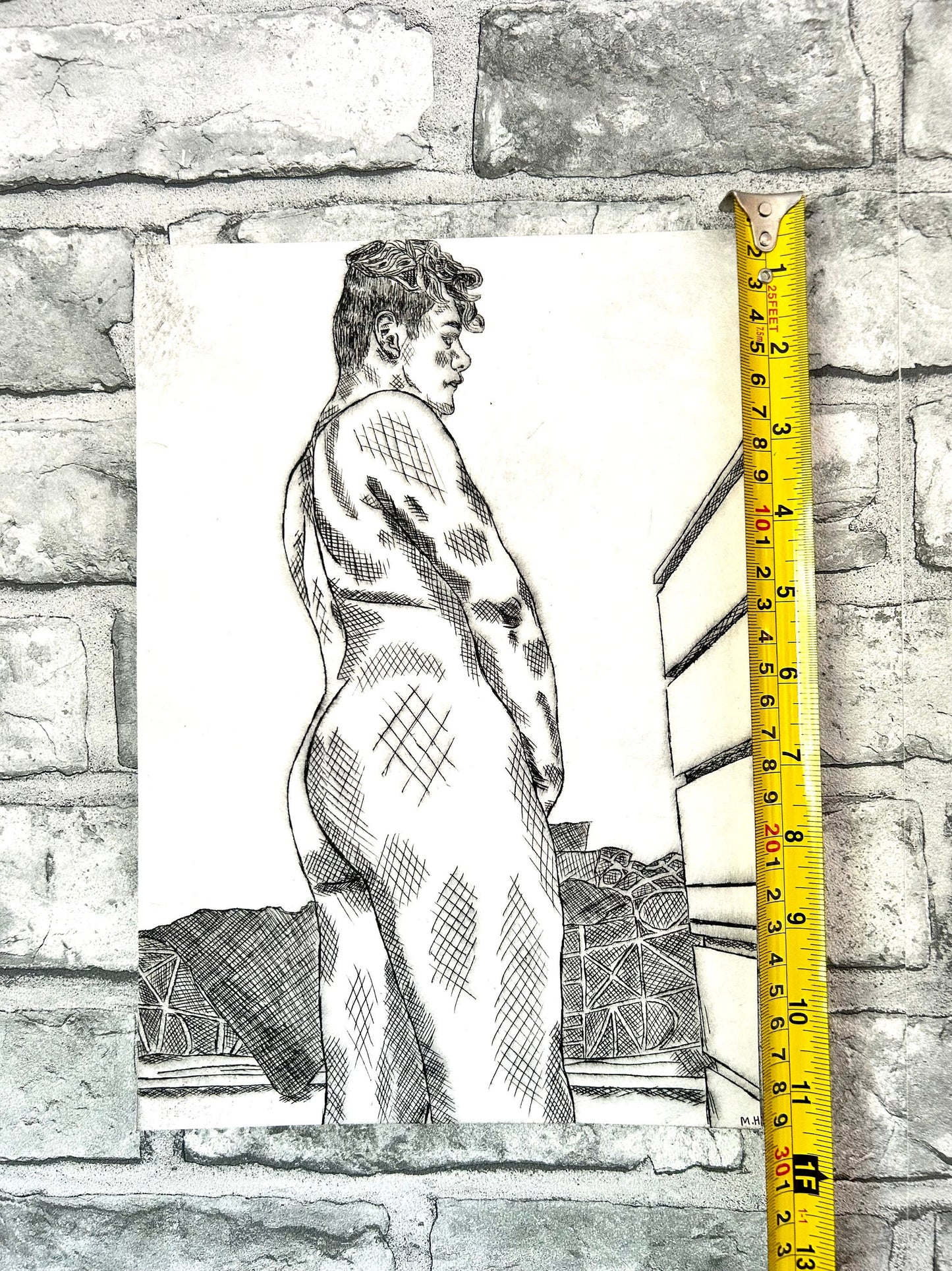 Max Hammond “His Other Option” 2020, drypoint, print, confessional, art, nude, Tracey emin, gay, figure, home, decor, gift, black collection