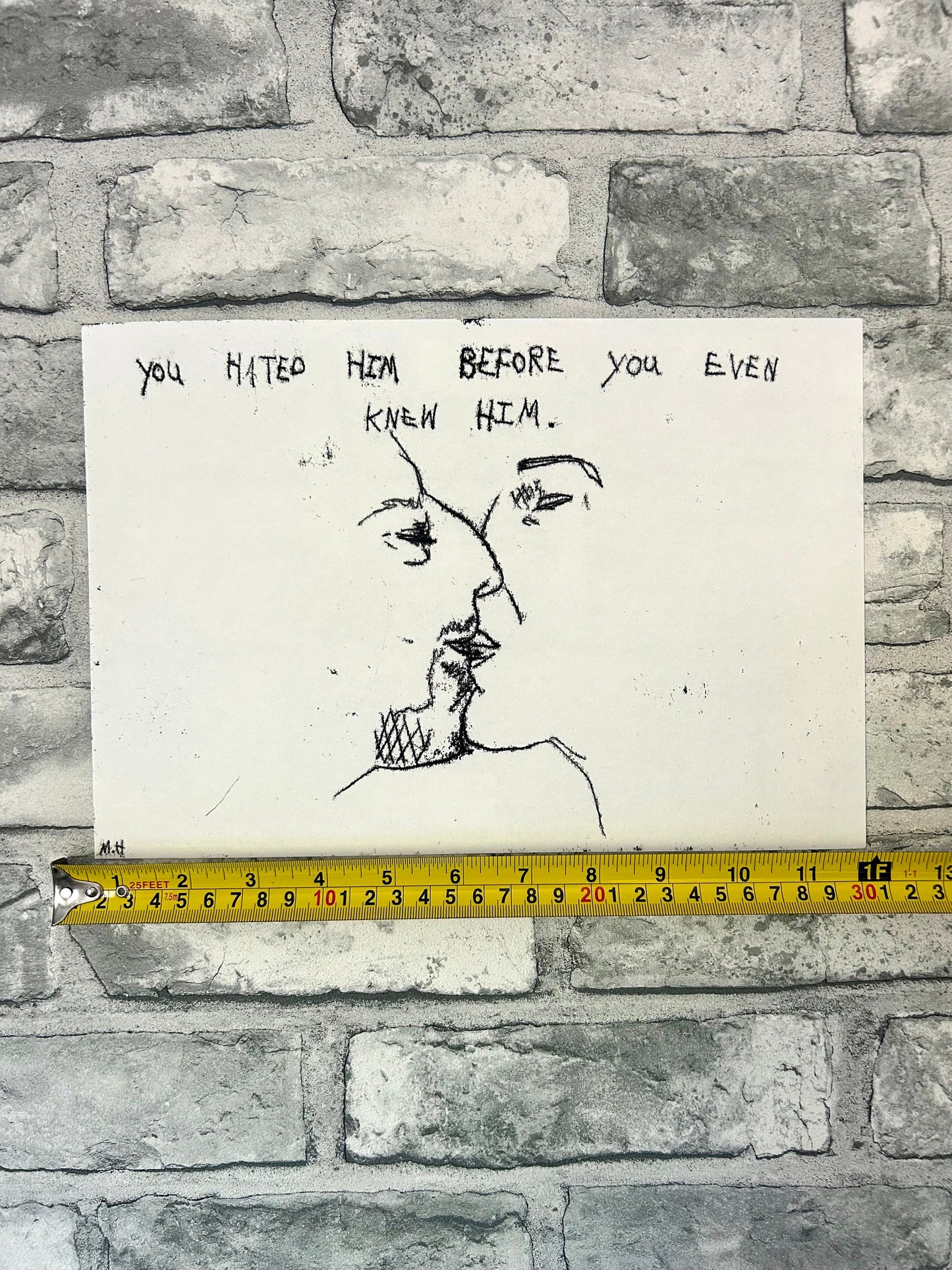 Max Hammond “you hated him” 2022, monoprint, print, confessional, art, nude, Tracey emin, gay, figure, home, decor, gift, black collection
