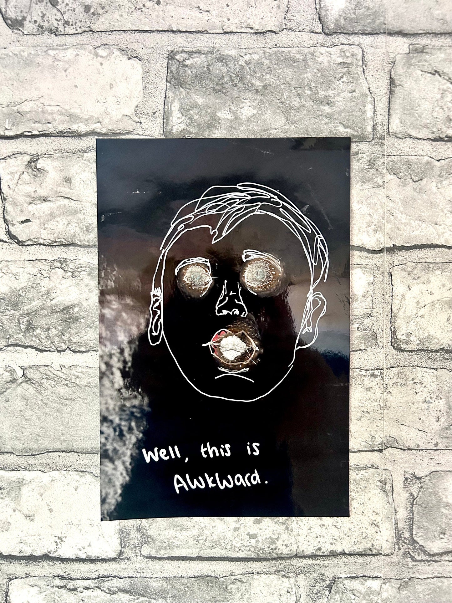 Max Hammond “Awkward” 2019, print, confessional, art, nude, Tracey emin, gay, figure, home, decor, gift, black collection, screen print