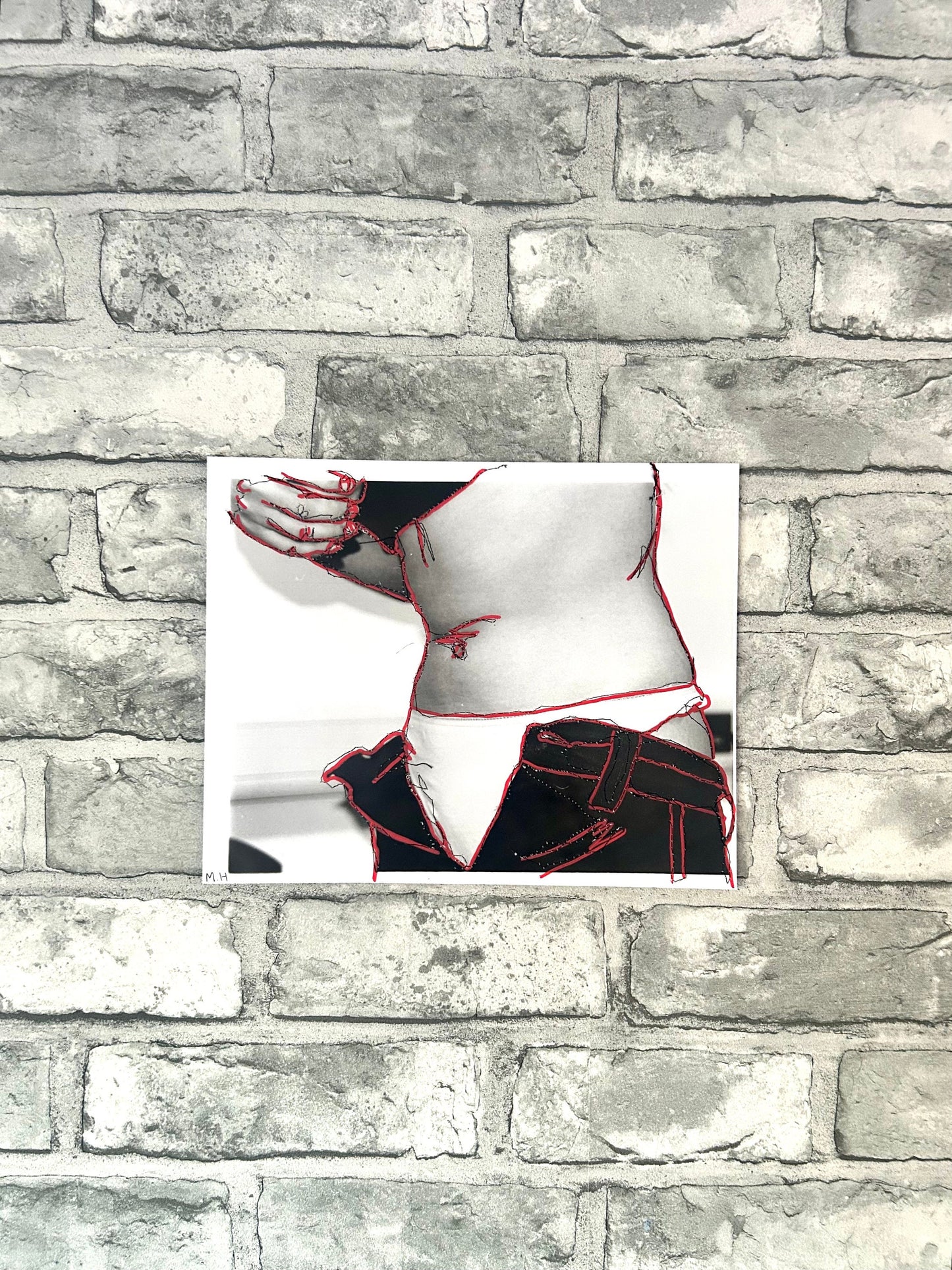 Max Hammond “incompatible” 2019, print, confessional, art, nude, Tracey emin, gay, figure, home, decor, gift, black collection, stitching
