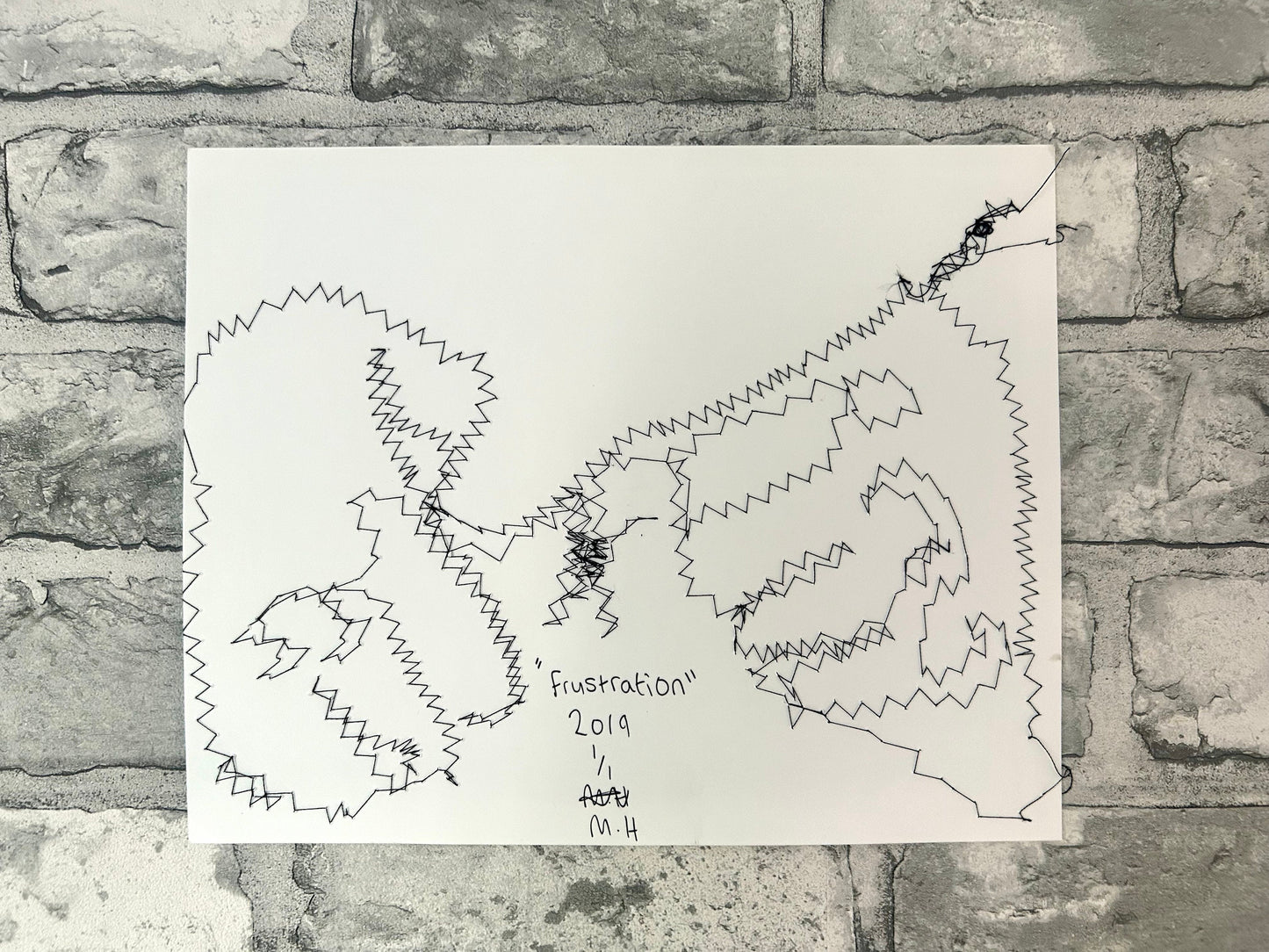 Max Hammond “Frustration” 2019, print, confessional, art, nude, Tracey emin, gay, figure, home, decor, gift, black collection, sewing stitch