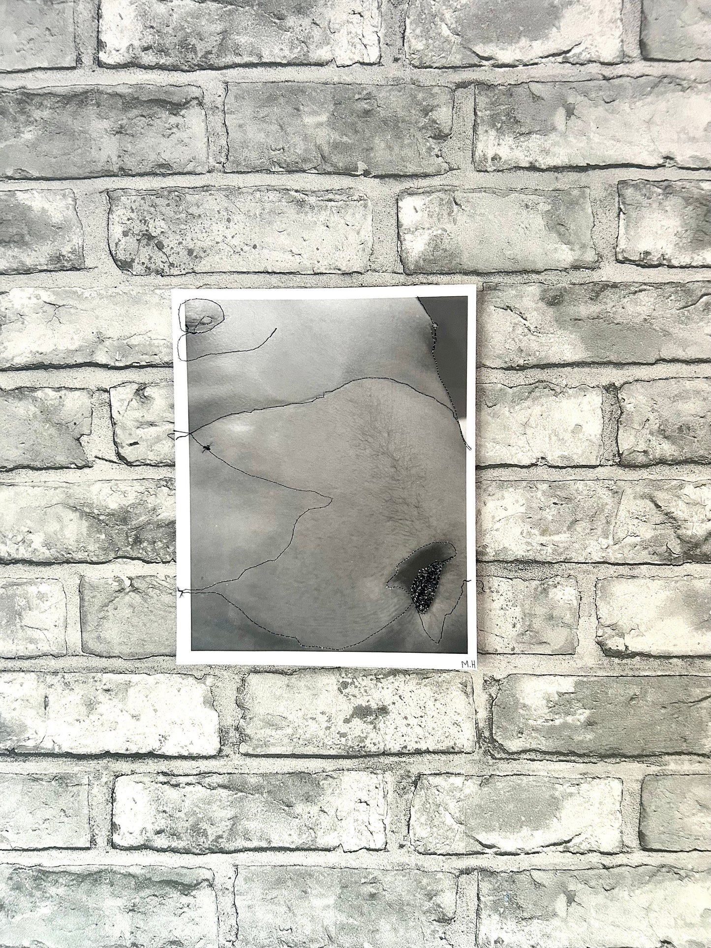 Max Hammond “The Scars You Left” 2019, print, confessional, art, nude, Tracey emin, gay, figure, home, decor, gift, black collection, sewing