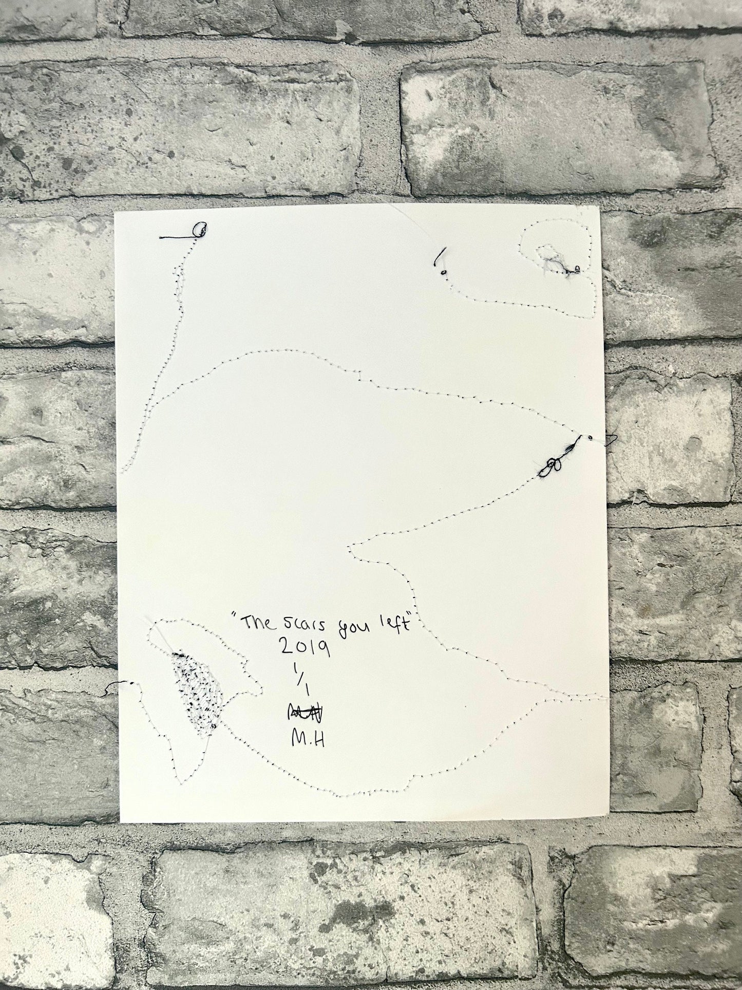Max Hammond “The Scars You Left” 2019, print, confessional, art, nude, Tracey emin, gay, figure, home, decor, gift, black collection, sewing