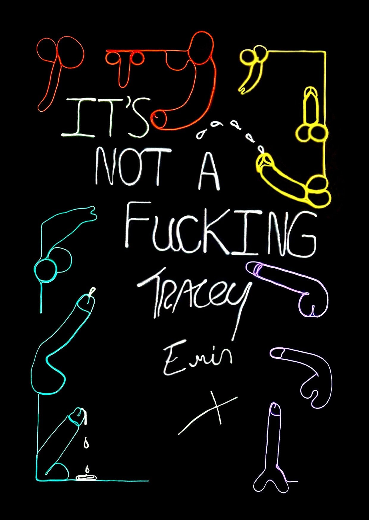 Max Hammond “IT'S NOT A FUCKING TRACEY EMIN X” print, A4, 2022 Neon on canvas, neon, gift, figure print, home decor