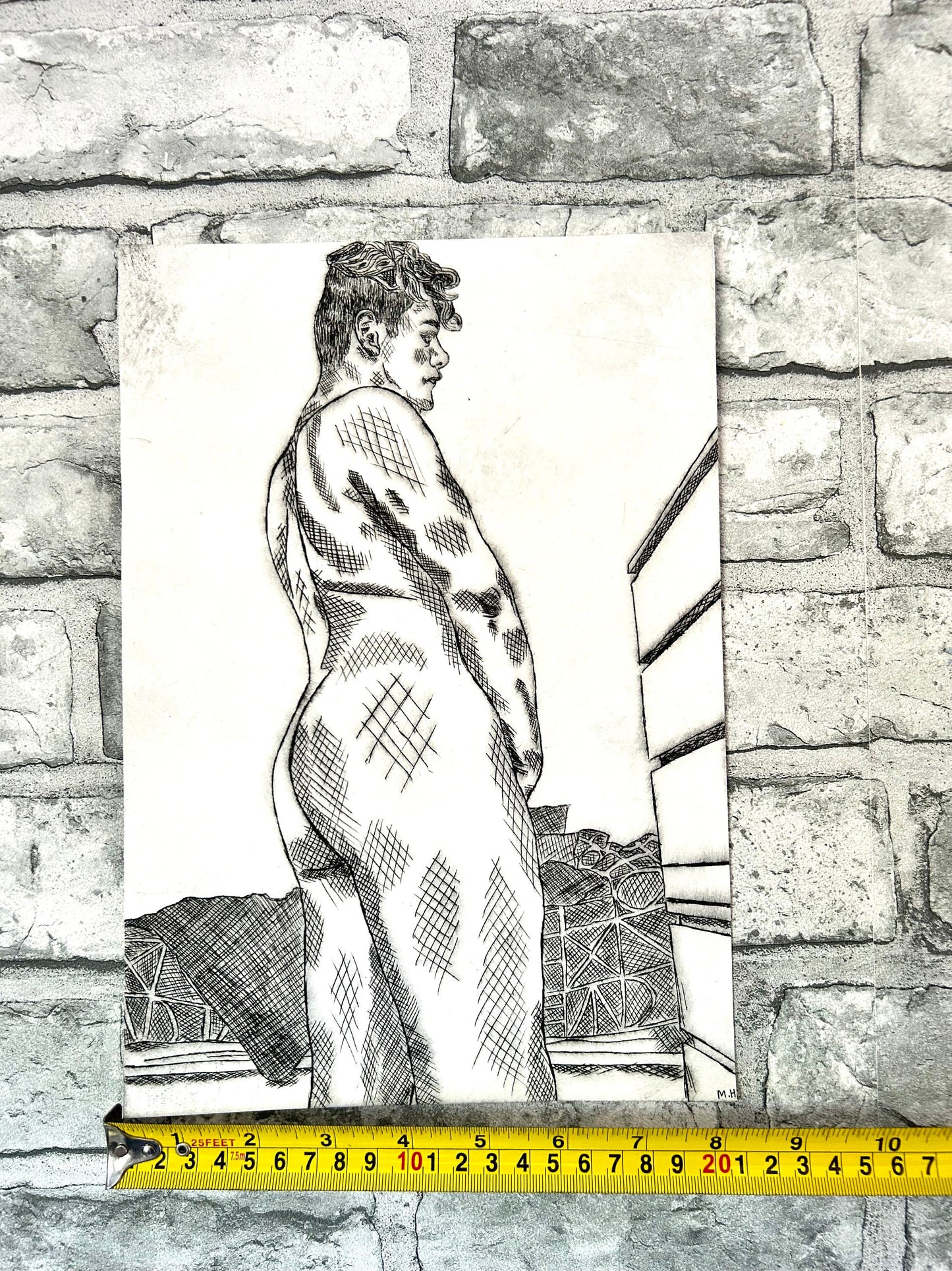 Max Hammond “His Other Option” 2020, drypoint, print, confessional, art, nude, Tracey emin, gay, figure, home, decor, gift, black collection