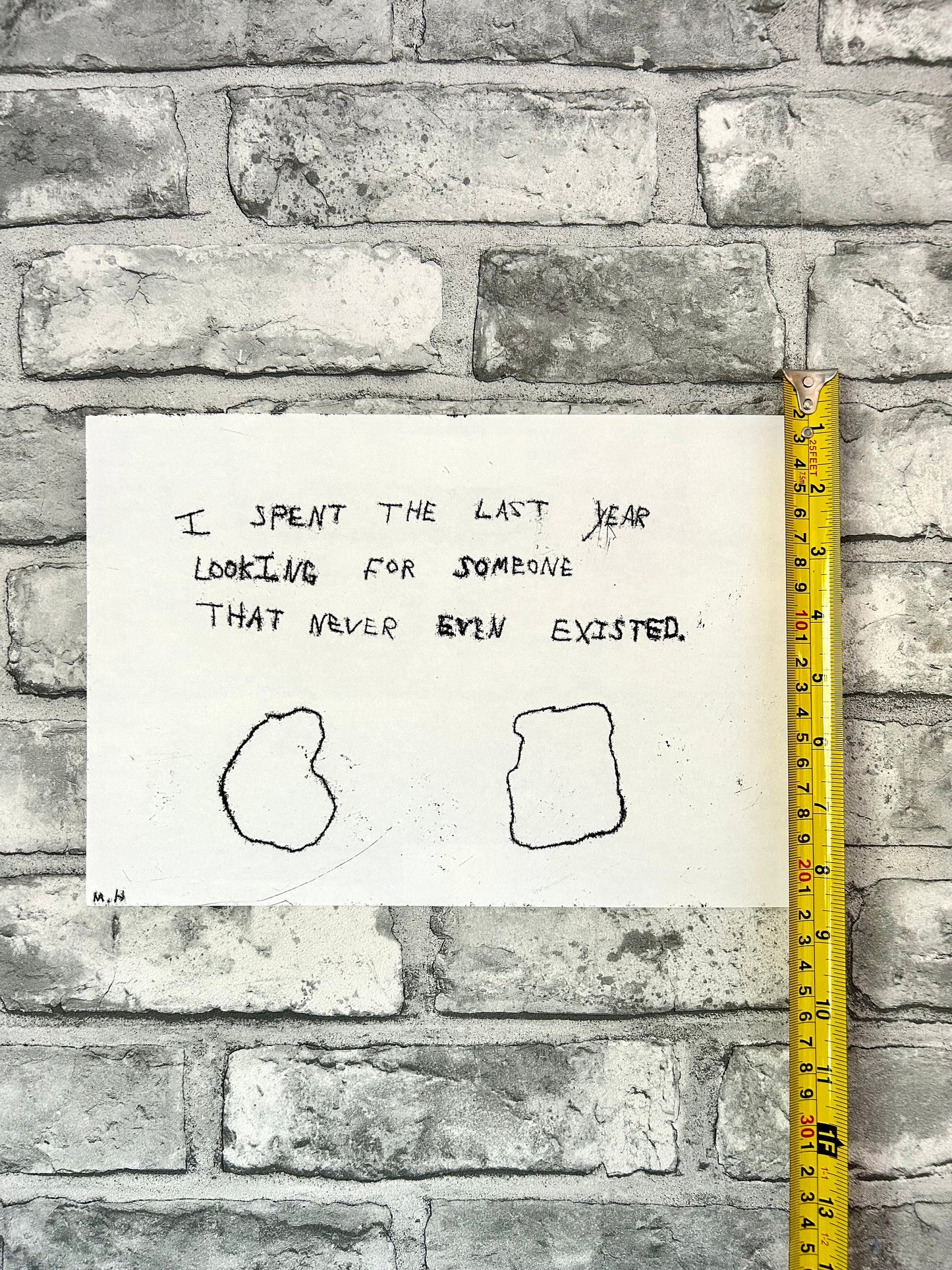 Max Hammond “someone” 2022, monoprint, print, confessional, art, nude, Tracey emin, gay, figure, home, decor, gift, black collection
