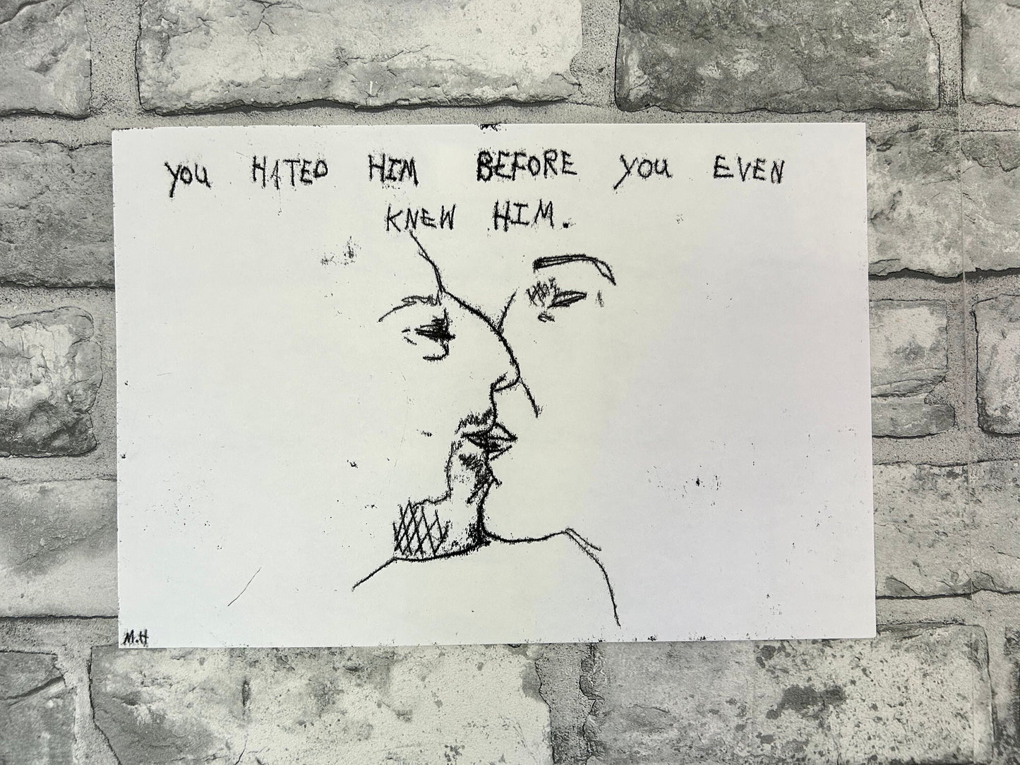 Max Hammond “you hated him” 2022, monoprint, print, confessional, art, nude, Tracey emin, gay, figure, home, decor, gift, black collection