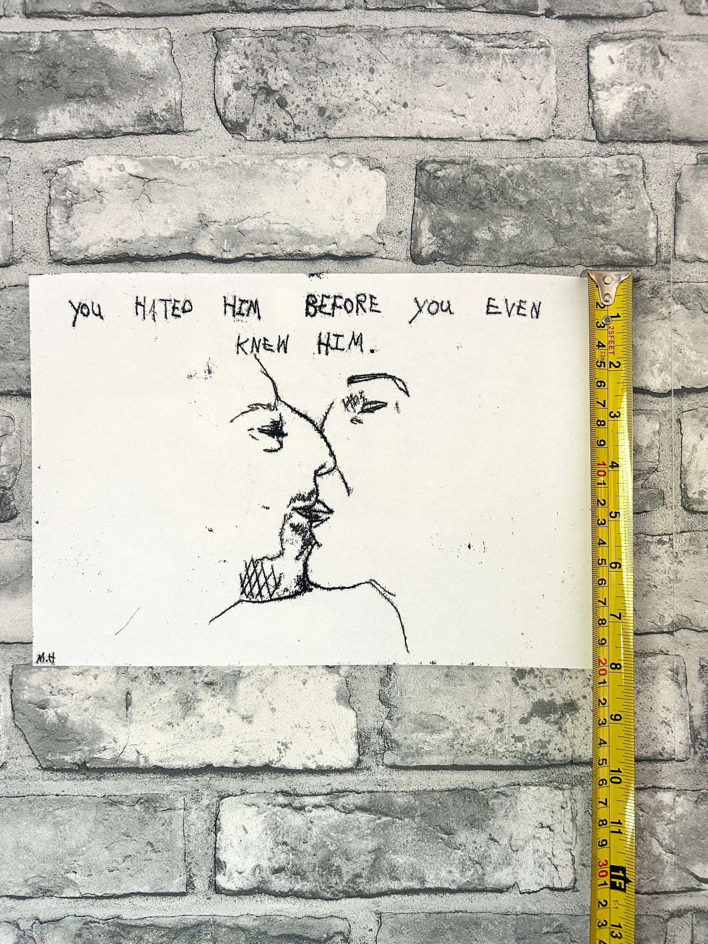 Max Hammond “you hated him” 2022, monoprint, print, confessional, art, nude, Tracey emin, gay, figure, home, decor, gift, black collection
