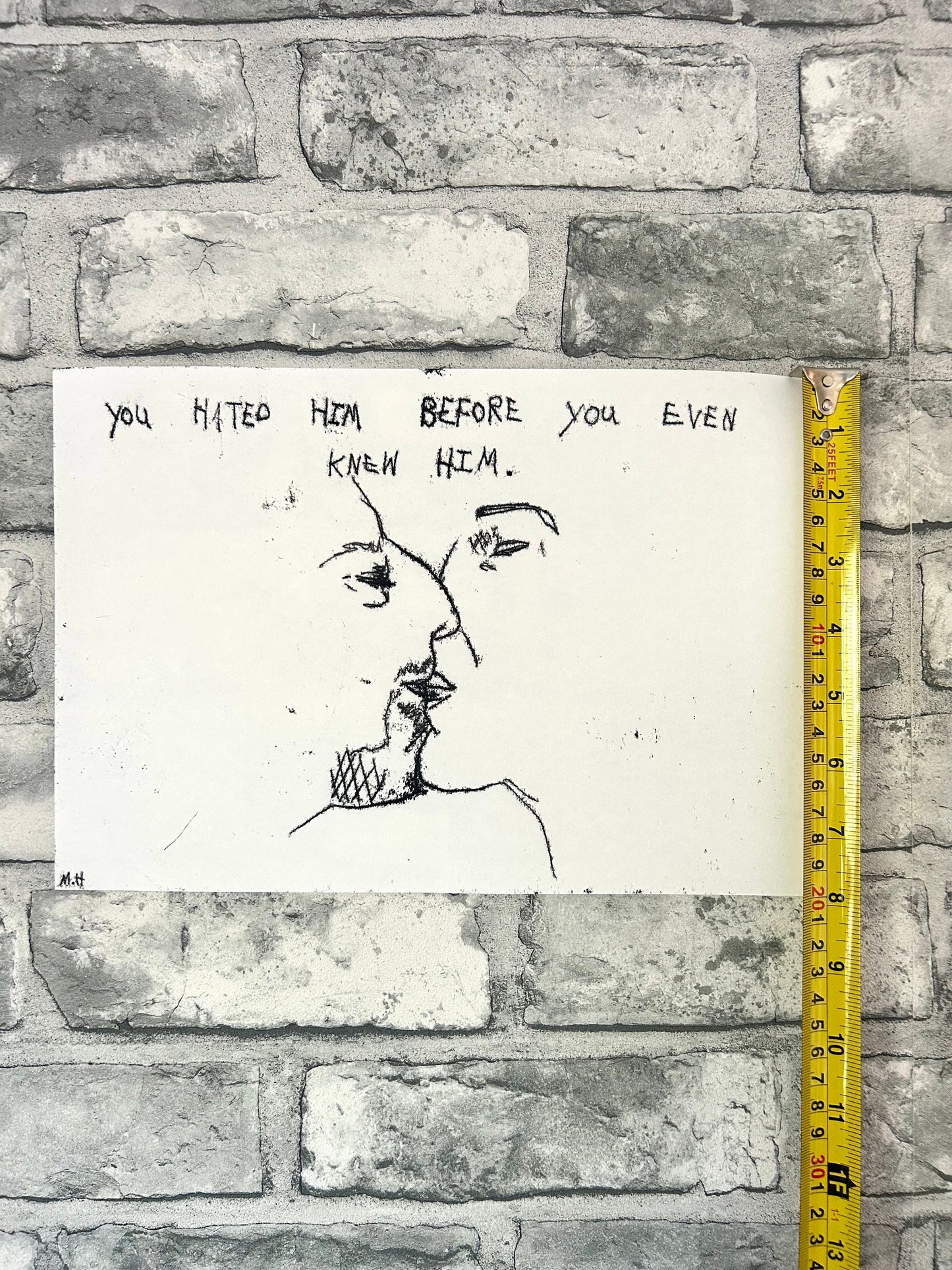 Max Hammond “you hated him” 2022, monoprint, print, confessional, art, nude, Tracey emin, gay, figure, home, decor, gift, black collection