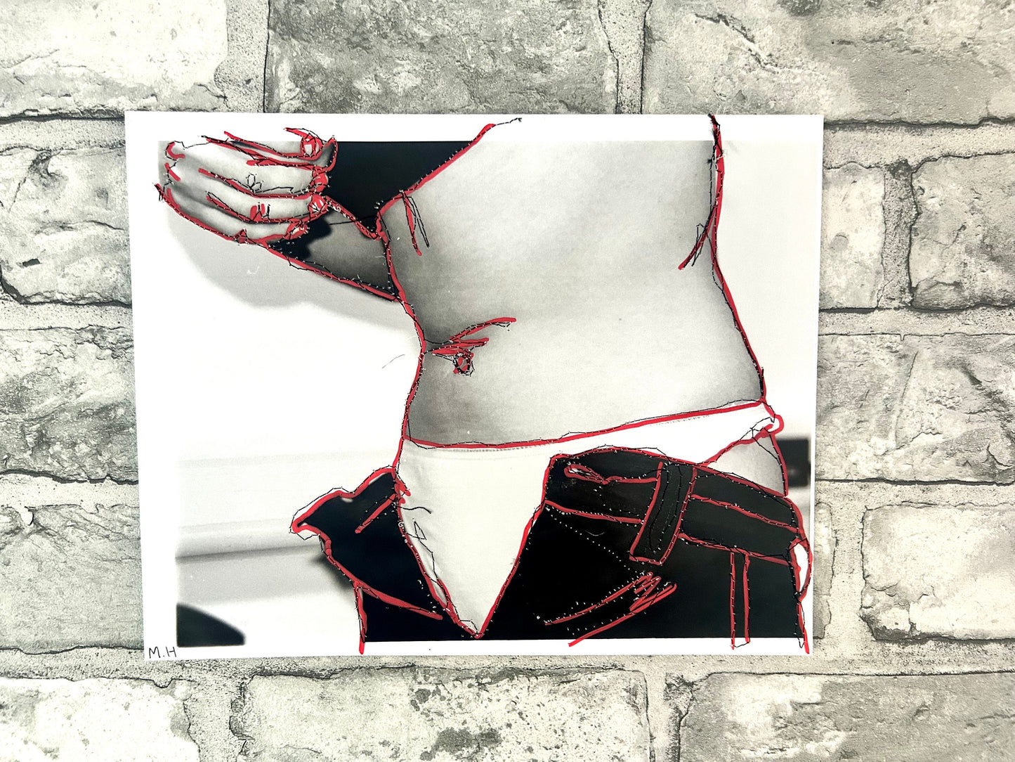 Max Hammond “incompatible” 2019, print, confessional, art, nude, Tracey emin, gay, figure, home, decor, gift, black collection, stitching