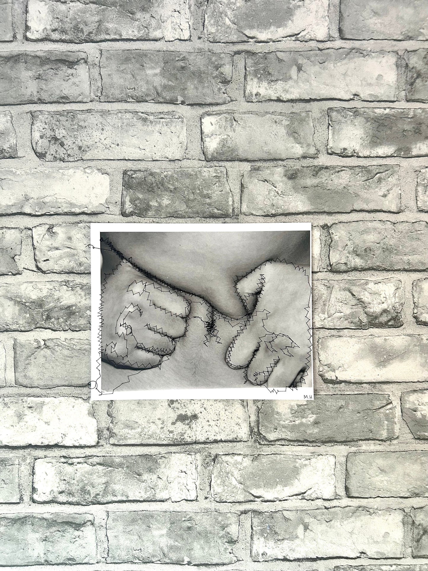 Max Hammond “Frustration” 2019, print, confessional, art, nude, Tracey emin, gay, figure, home, decor, gift, black collection, sewing stitch