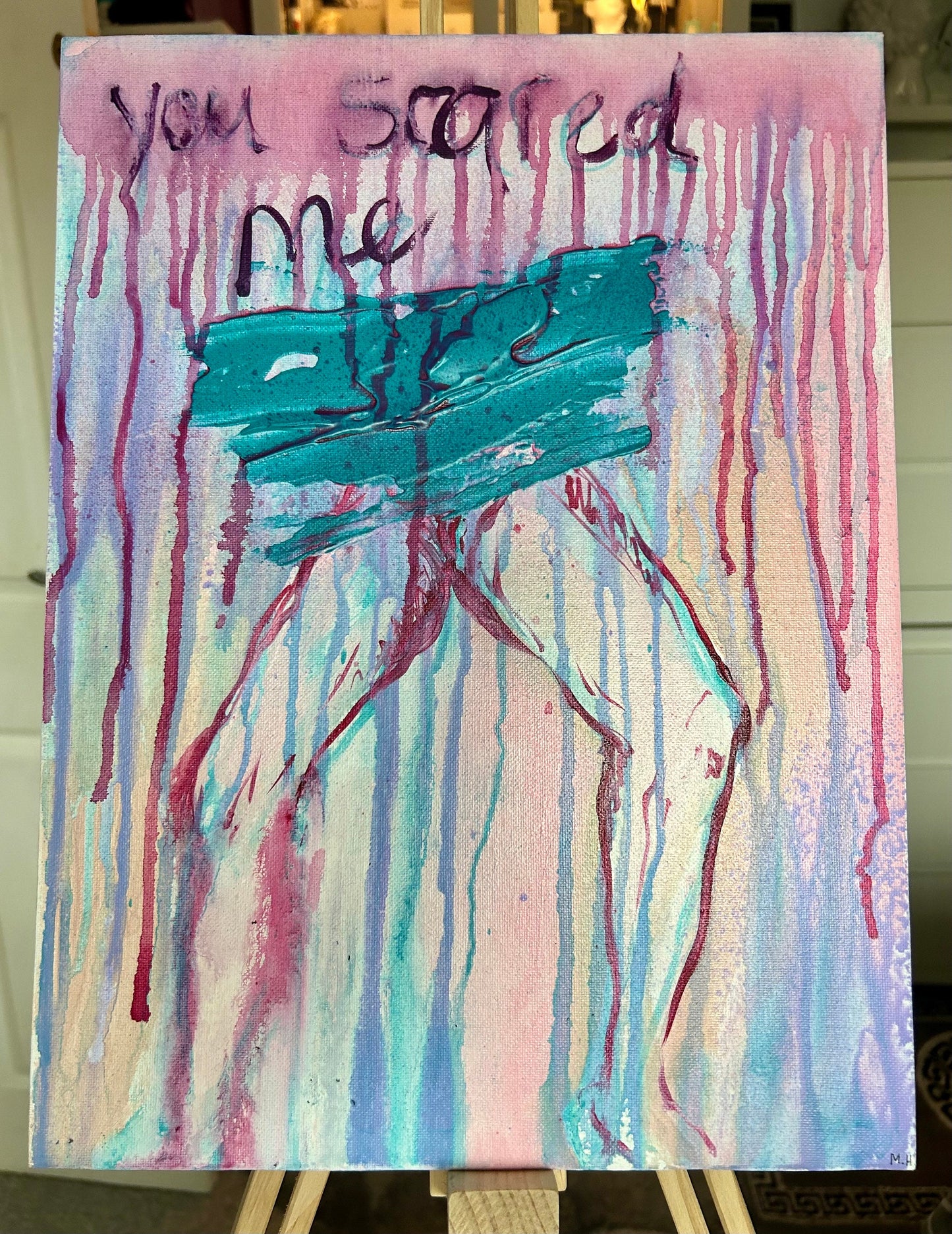 Max Hammond “You Scared Me” 2023, oil painting, acrylic painting, Tracey Emin, abstract, painting, gift, gay, lgbt