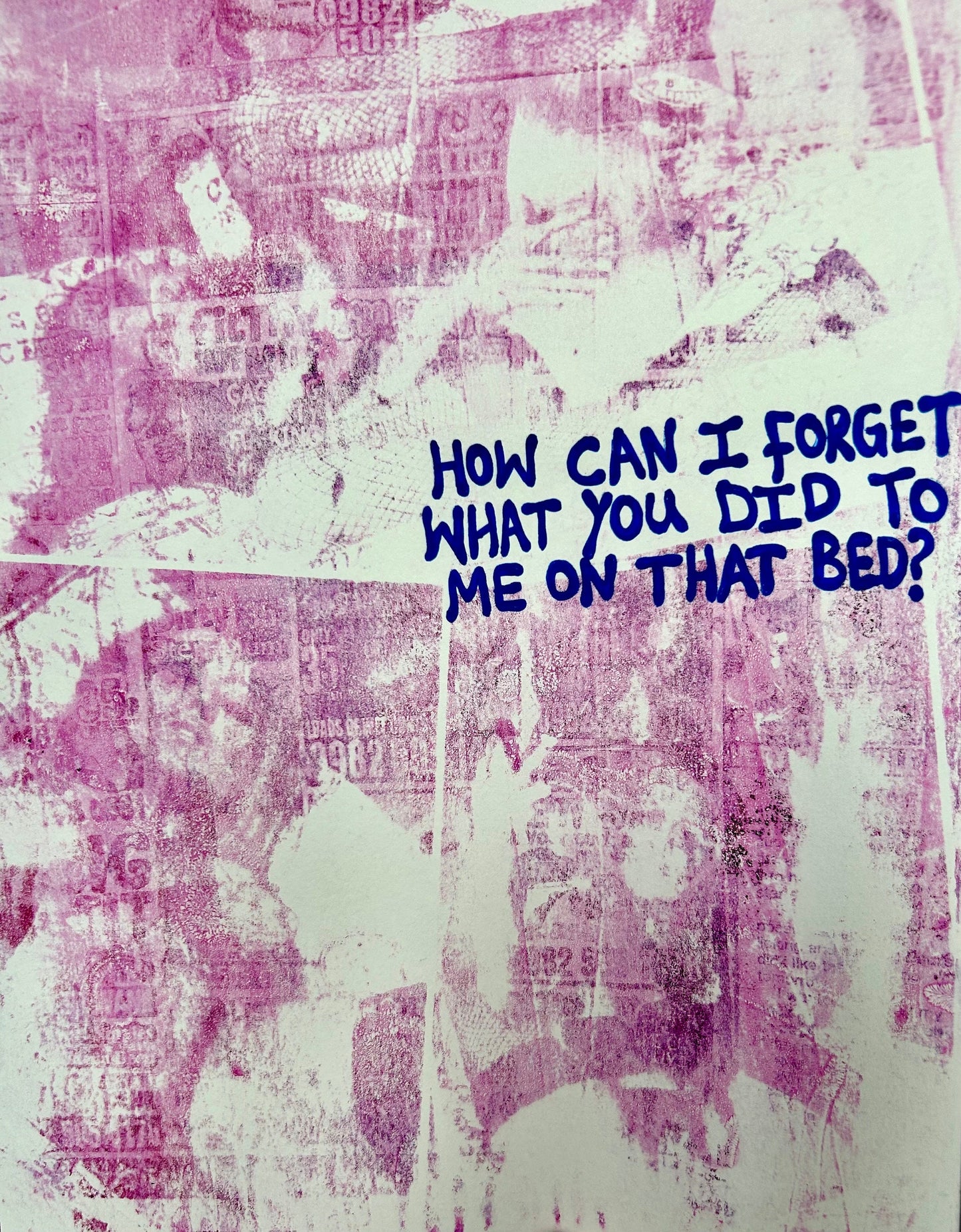 Max Hammond “How Can I Forget" Gel Print, explicit, art, Confessional Contemporary Original, Tracey Emin, Louise Bourgeois, gift, print,text