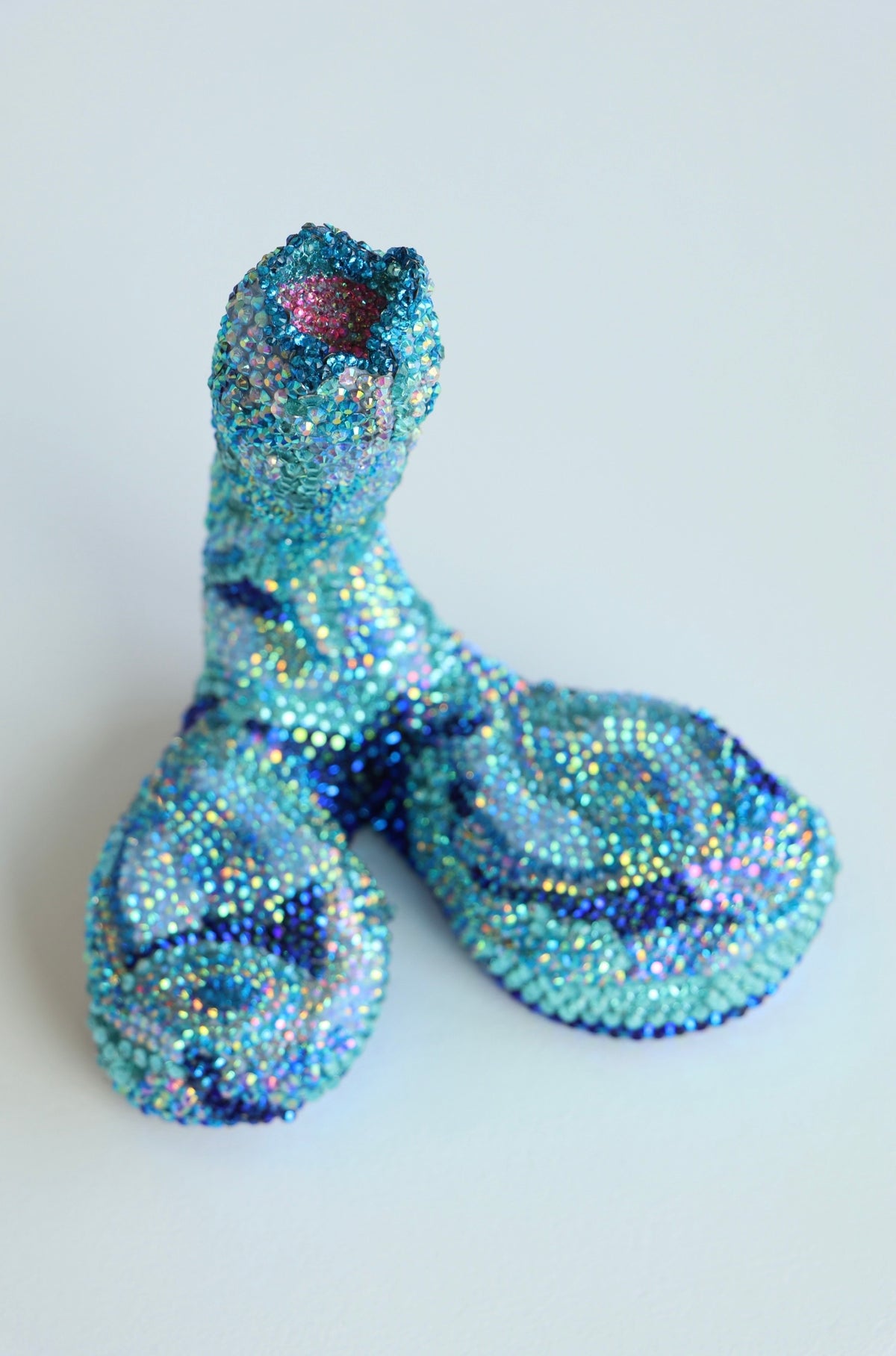 Extra Large Blue Contemporary Penis Nude Glass Clay Erotic Phallus Phallic Erotic Rhinestone Sculpture LGBT Queer Gay Art By Max Hammond Studio