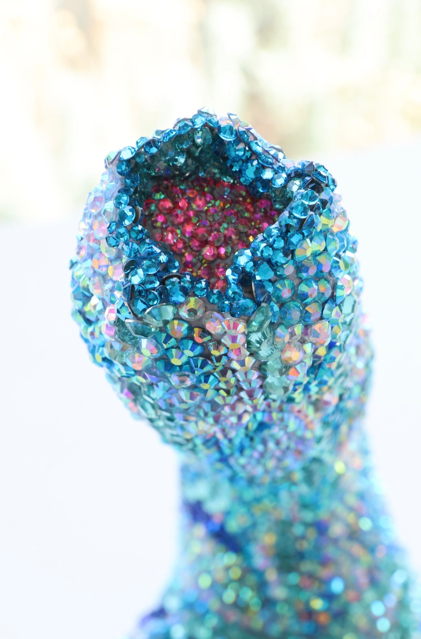 Extra Large Blue Contemporary Penis Nude Glass Clay Erotic Phallus Phallic Erotic Rhinestone Sculpture LGBT Queer Gay Art By Max Hammond Studio