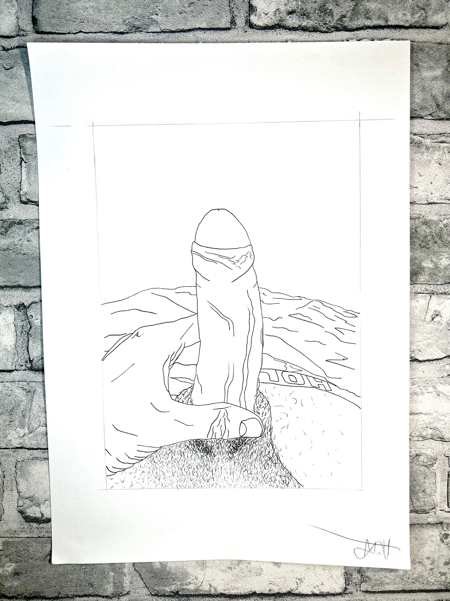 ‘Jordan’ ‘Jason On The Sofa’ (2026) Unique Original Gay Art | Fine Liner Queer Erotic Drawing | Male Nude Phallus Phallic Fine Liner Gay Artwork One of a kind 1/1 By Artist Max Hammond
