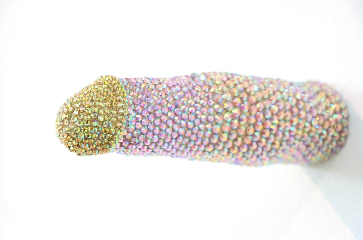 Large Contemporary Penis Nude Glass Clay Erotic Phallus Phallic Erotic Rhinestone Sculpture LGBT Queer Art By Max Hammond Studio