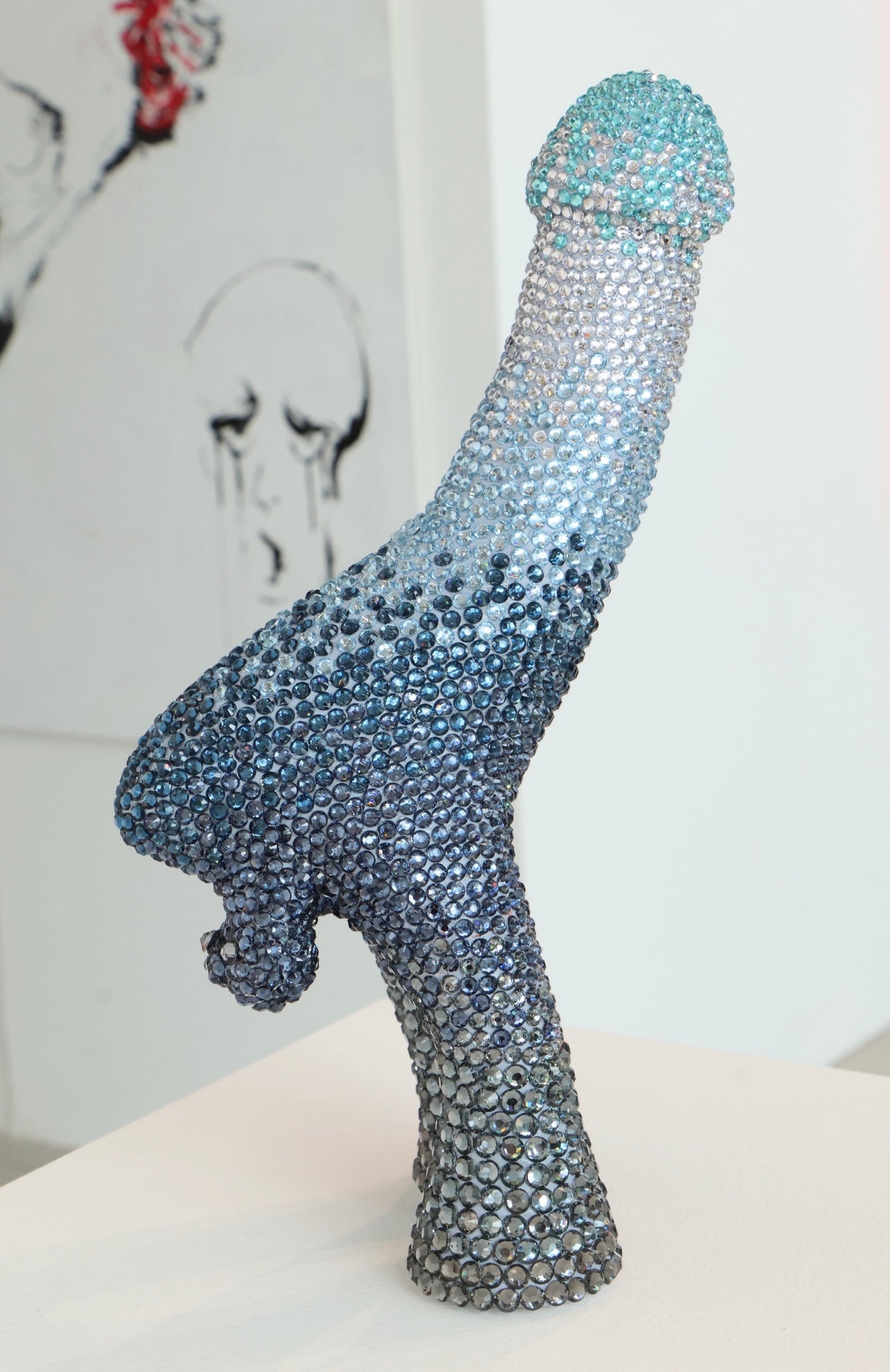 Large Contemporary Penis Glass Clay Fine Art Phallus Phallic Erotic Rhinestone Sculpture LGBT Queer Gay Art By Max Hammond Studio