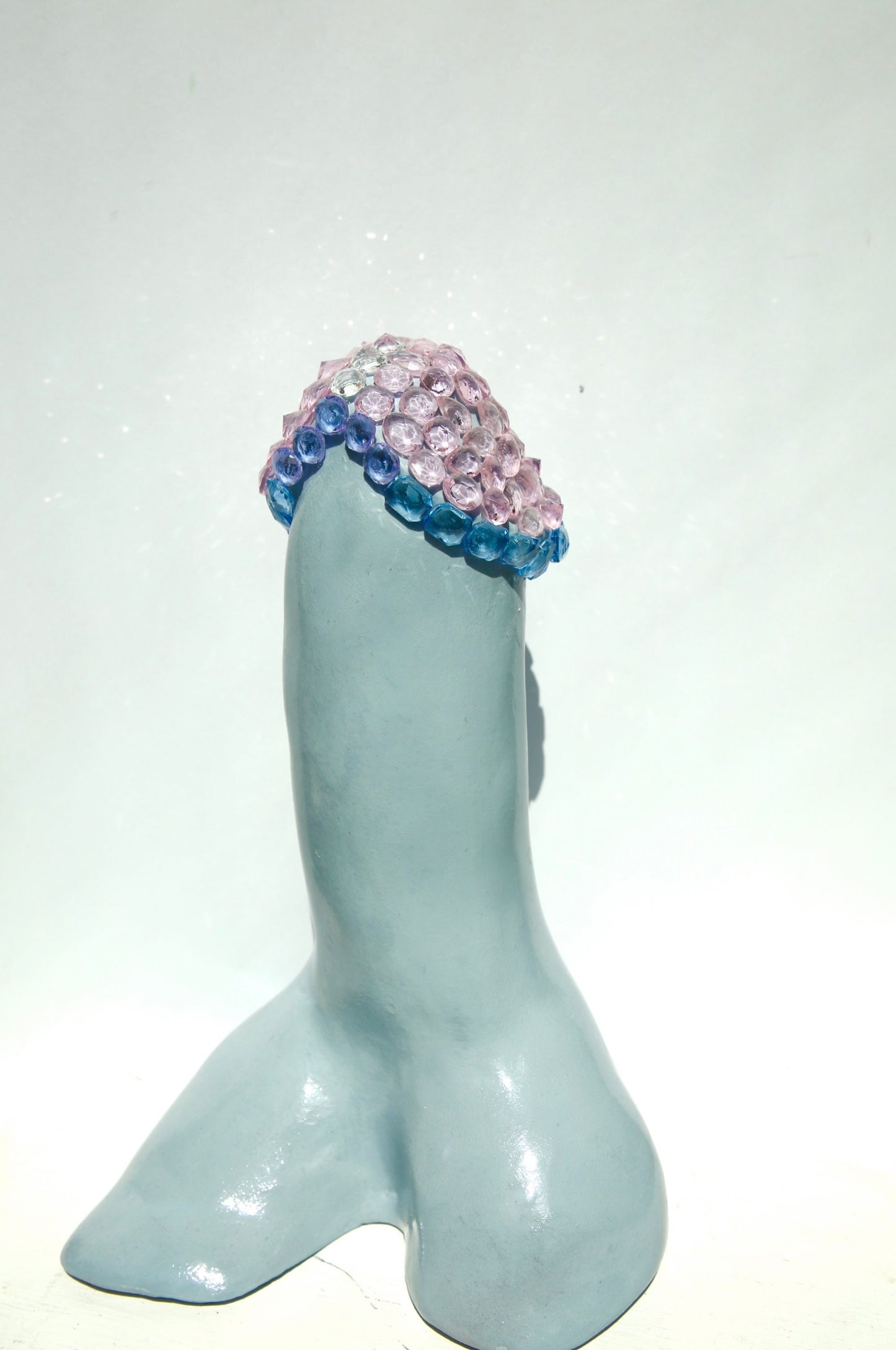 Large Contemporary Penis Nude Glass Clay Erotic Phallus Phallic Erotic Rhinestone Sculpture LGBT Queer Art By Max Hammond Studio