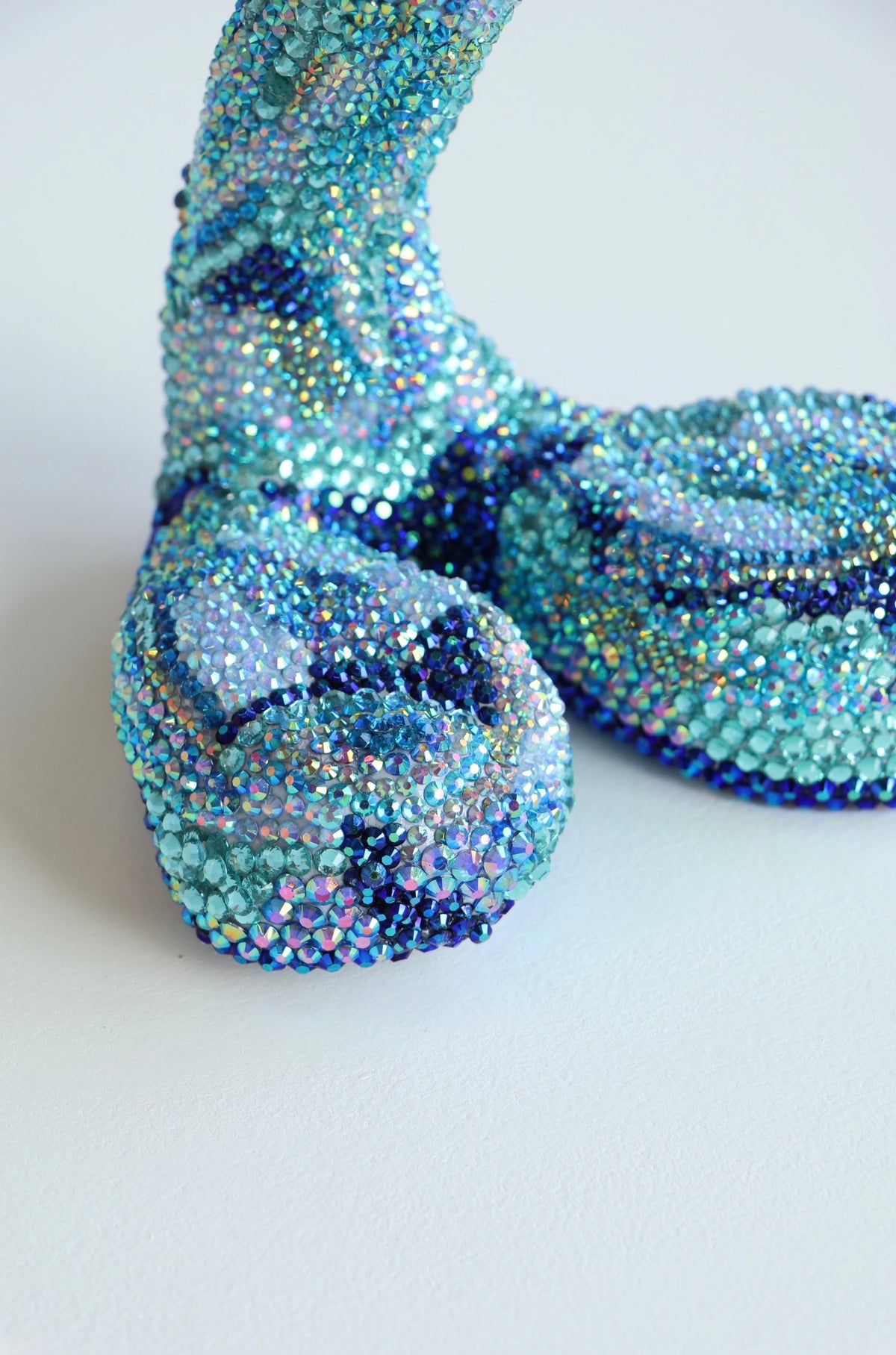 Extra Large Blue Contemporary Penis Nude Glass Clay Erotic Phallus Phallic Erotic Rhinestone Sculpture LGBT Queer Gay Art By Max Hammond Studio