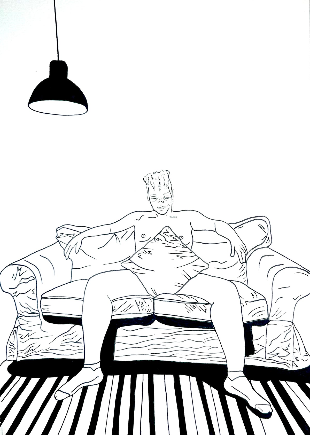Untitled (2026) | Unique Original Gay Art | Fine Liner Queer Erotic Drawing | Male Nude Phallus Phallic Fine Liner Artwork One of a kind 1/1 By Artist Max Hammond