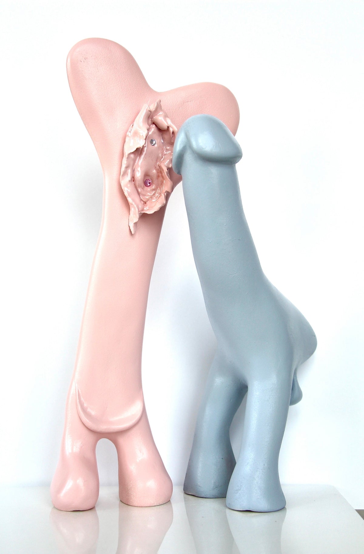 ‘F*ck Face’ 2025 Large Pink Female Genital Vagina Contemporary Penis Nude Glass Clay Erotic Phallus Phallic Erotic Rhinestone Sculpture LGBT Fine Art Queer Gay Art By Max Hammond Studio