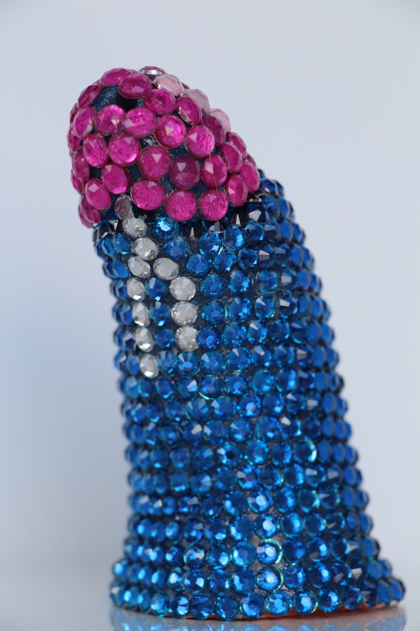 Blue Phallus Erotic Fine Art Glass Embellished Sculpture Gay Art LGBT Queer Collectible By Max Hammond Studio