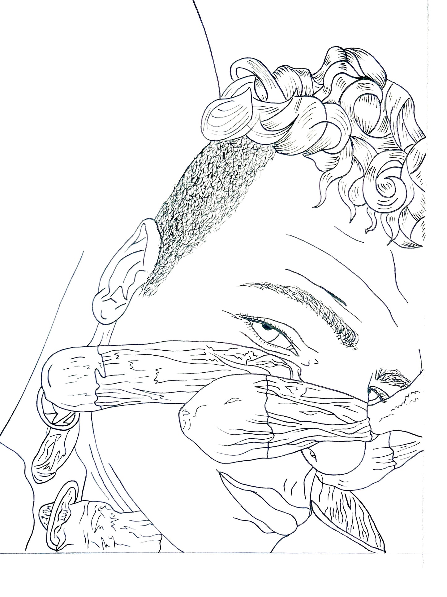 Untitled (2026) | Unique Original Gay Art | Fine Liner Queer Erotic Drawing | Male Nude Phallus Phallic Fine Liner Artwork One of a kind 1/1 By Artist Max Hammond