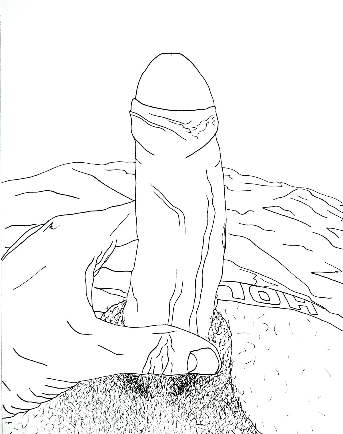 ‘Jordan’ ‘Jason On The Sofa’ (2026) Unique Original Gay Art | Fine Liner Queer Erotic Drawing | Male Nude Phallus Phallic Fine Liner Gay Artwork One of a kind 1/1 By Artist Max Hammond